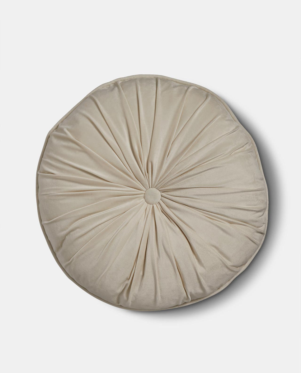 Bone Velvet Round Button Cushion Society House