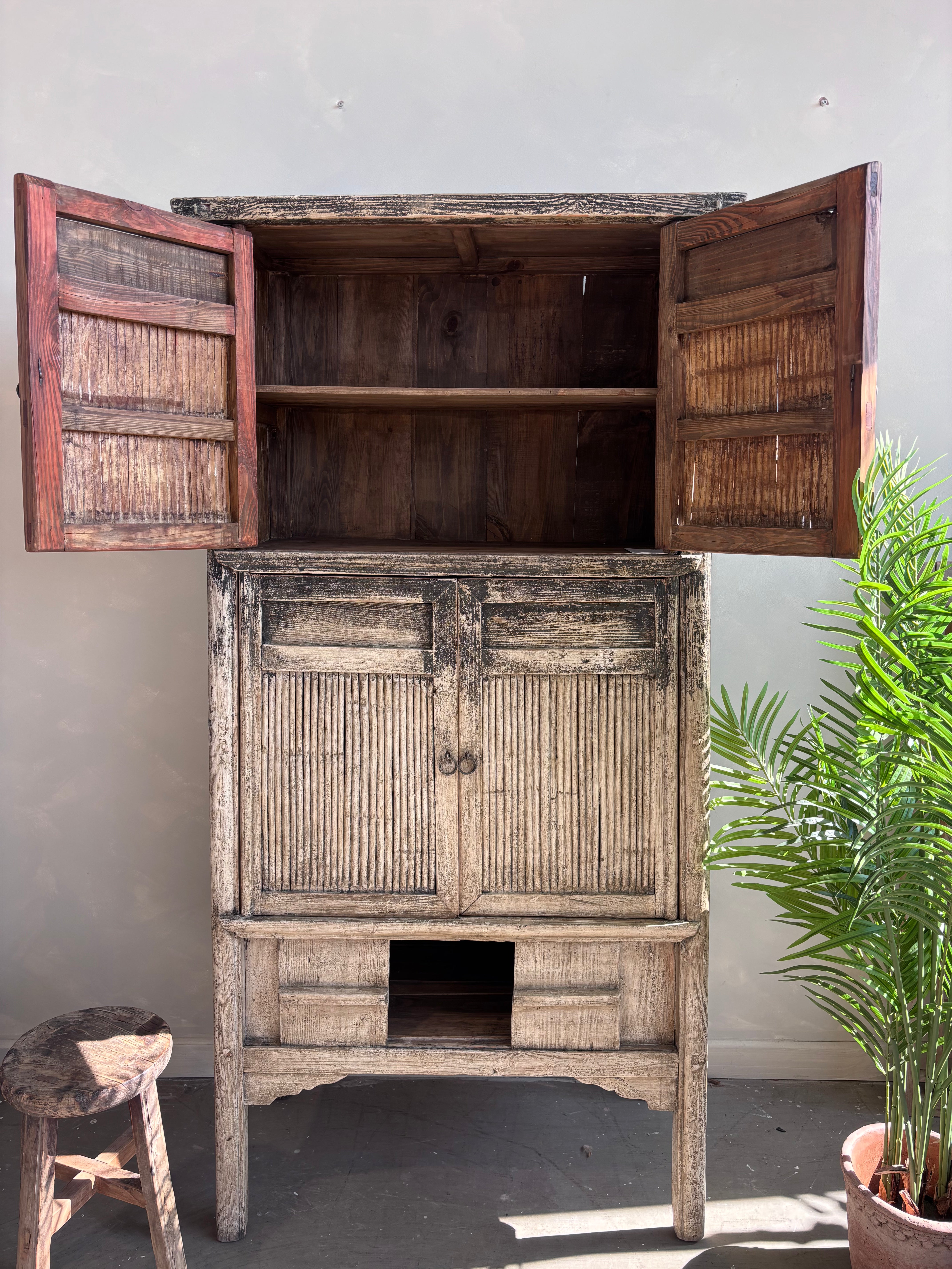 Vintage Cupboard with Original Bamboo Panels