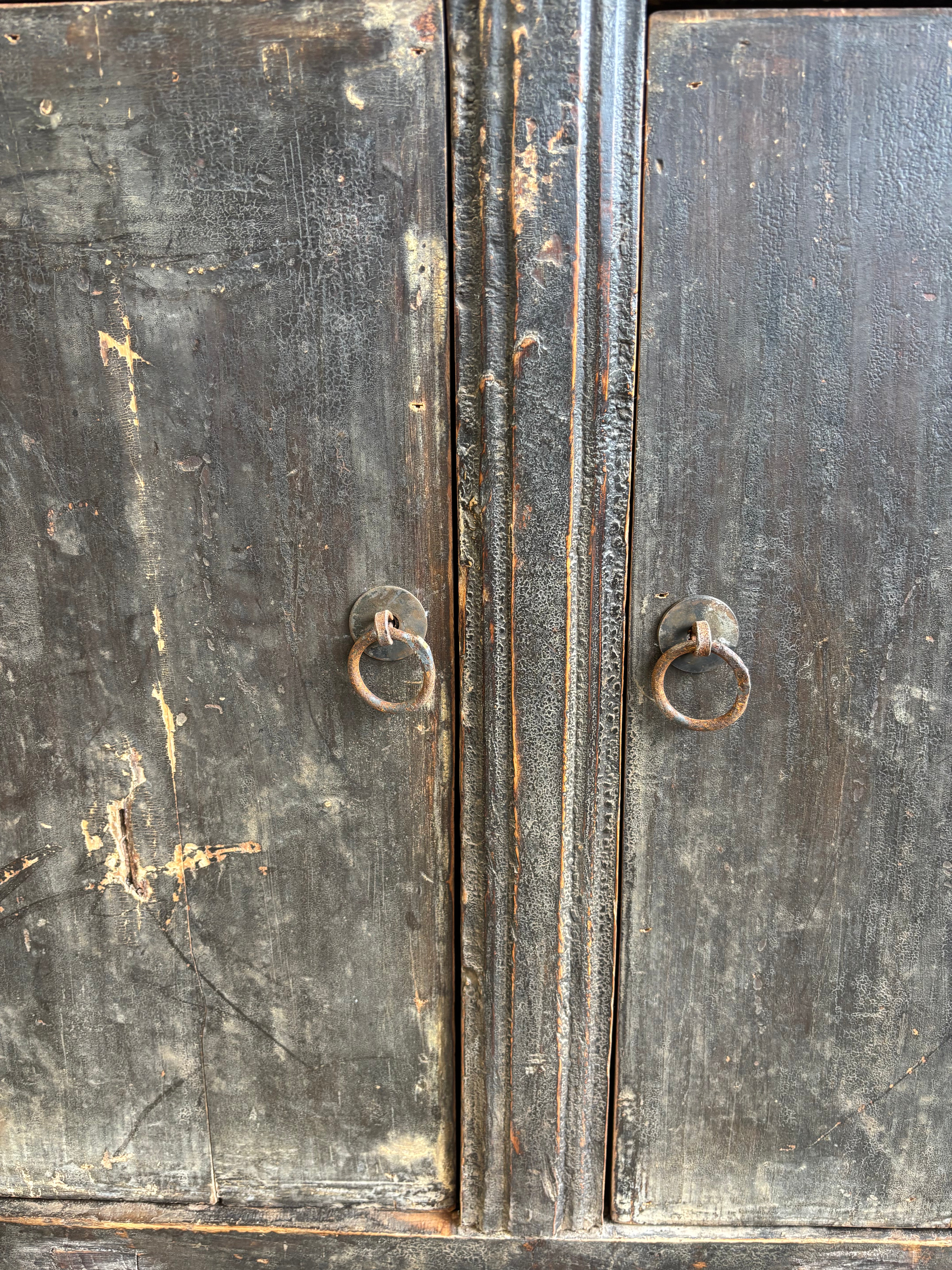 Antique Restored Black Cabinet 4 Door