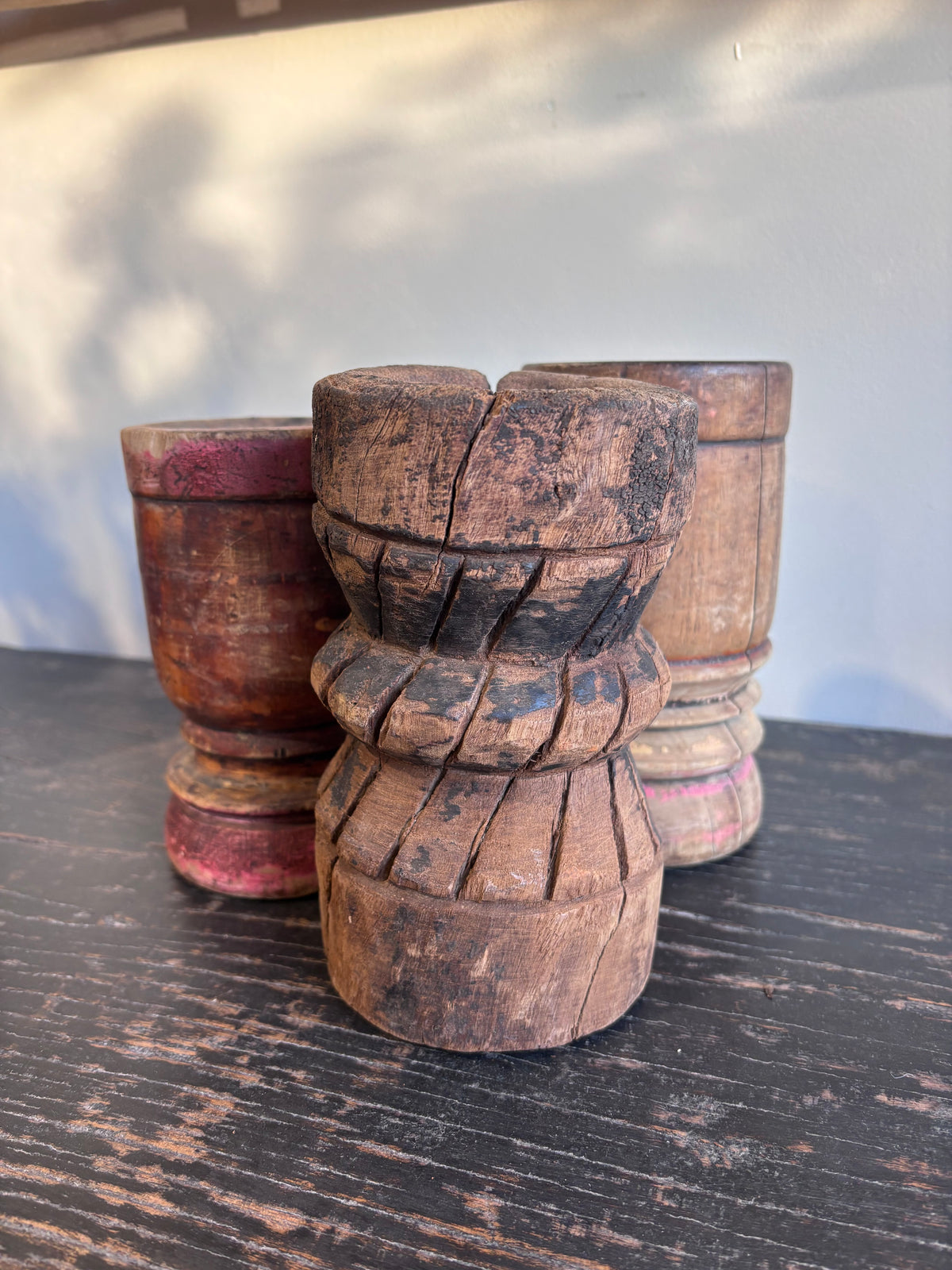 Vintage Indian Wood Mortar