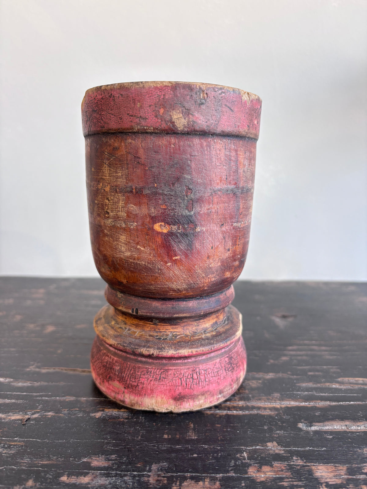 Vintage Indian Wood Mortar
