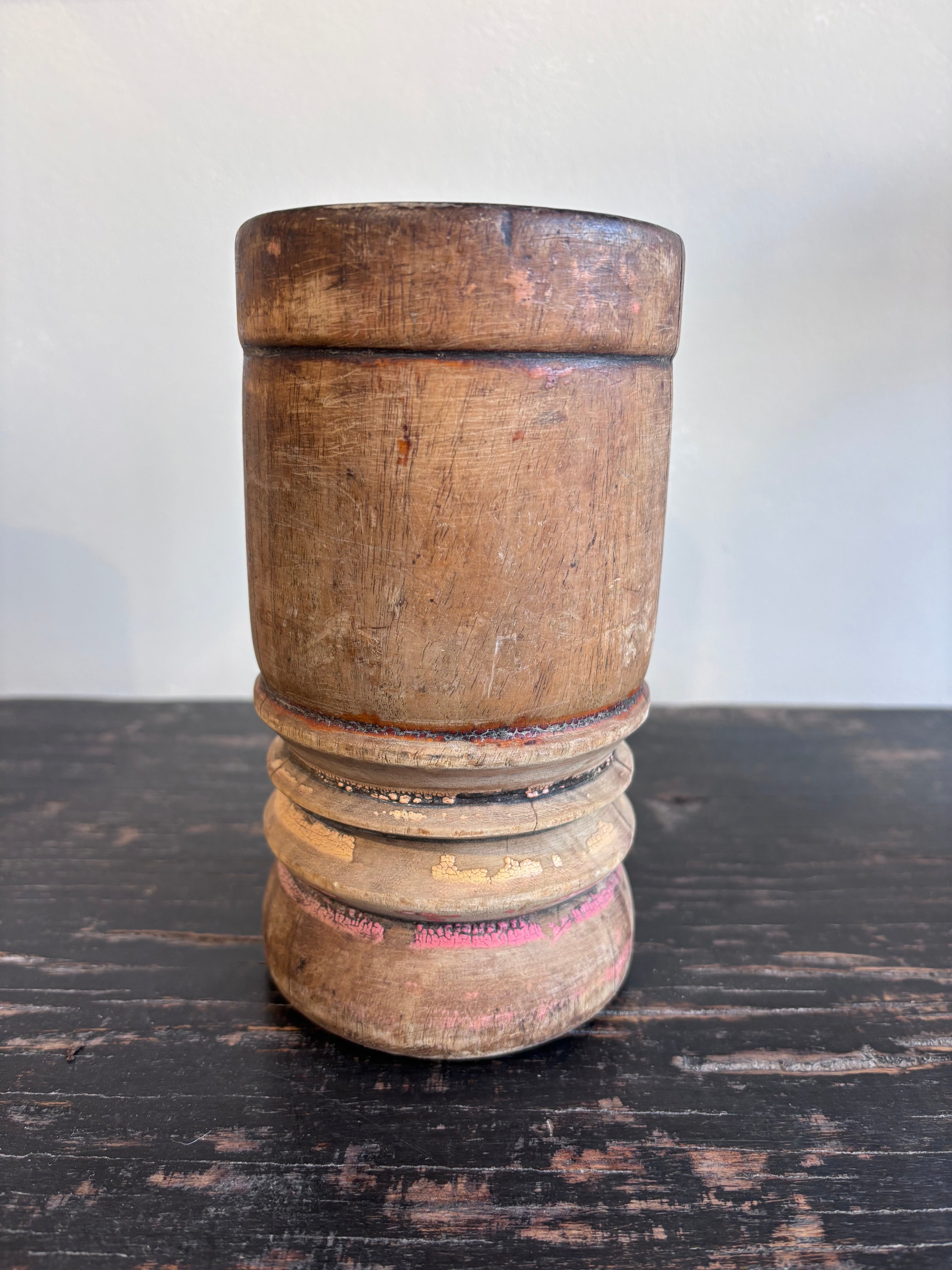 Vintage Indian Wood Mortar
