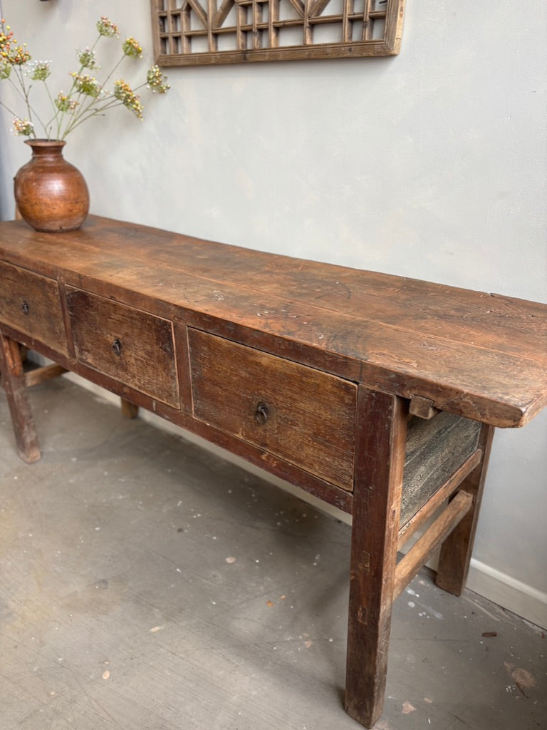 Antique 3 Drawer Console