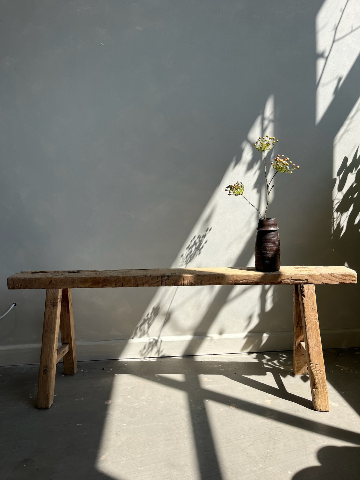 Vintage Rustic Elm Bench