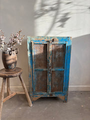 Vintage Indian Distressed Blue Cabinet