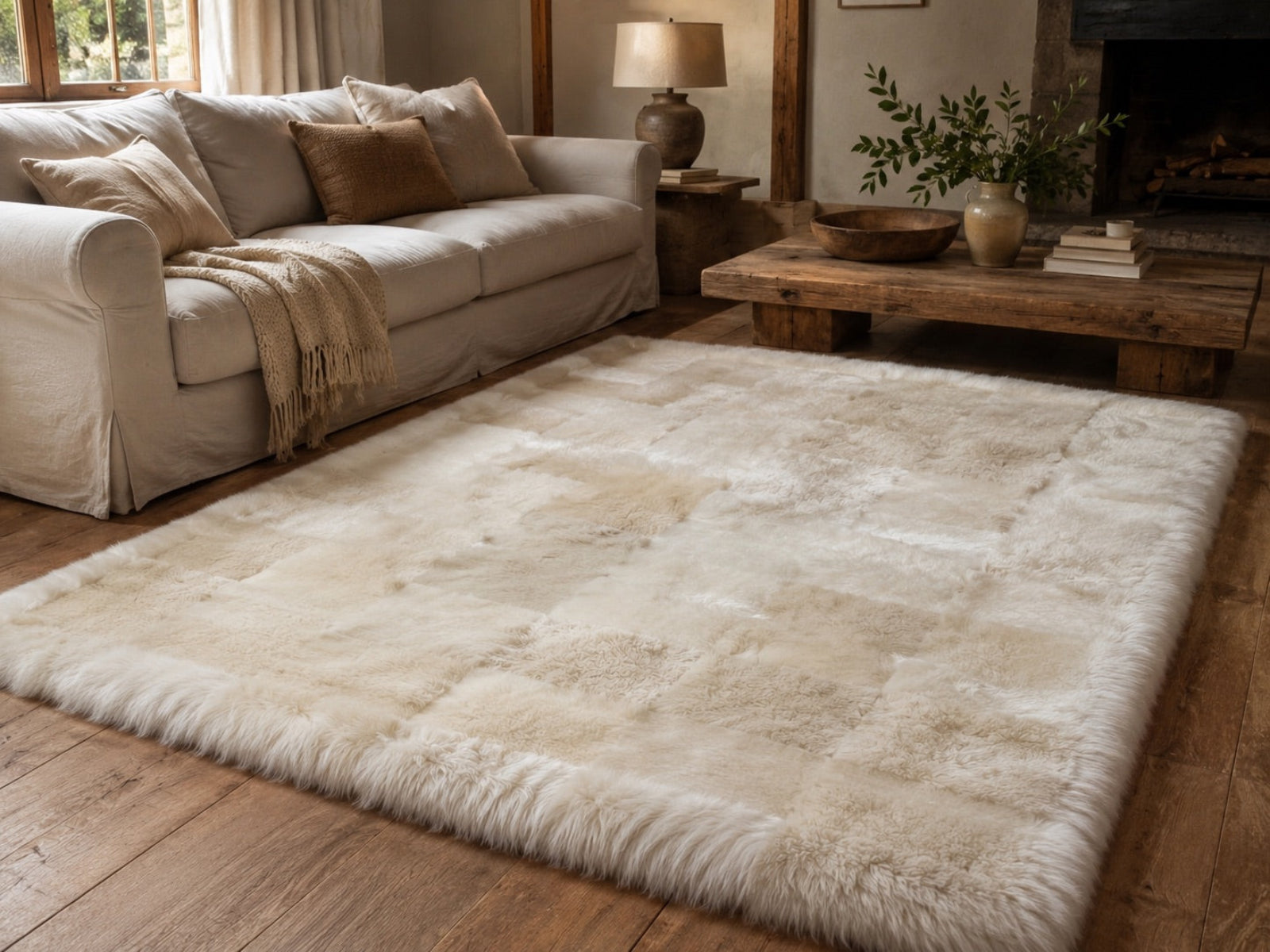 Luxury Linen Sheepskin Rug