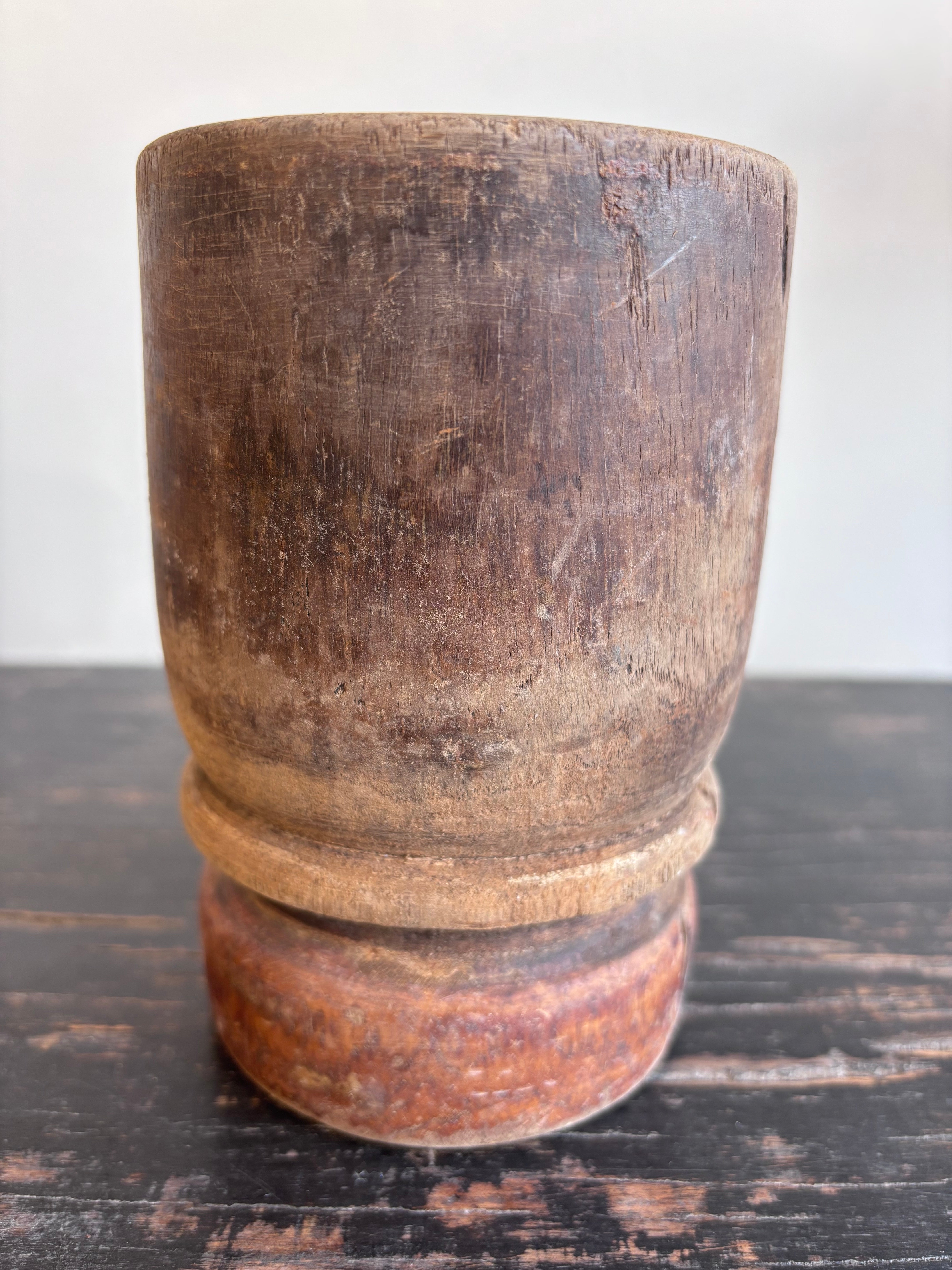 Vintage Indian Wood Mortar