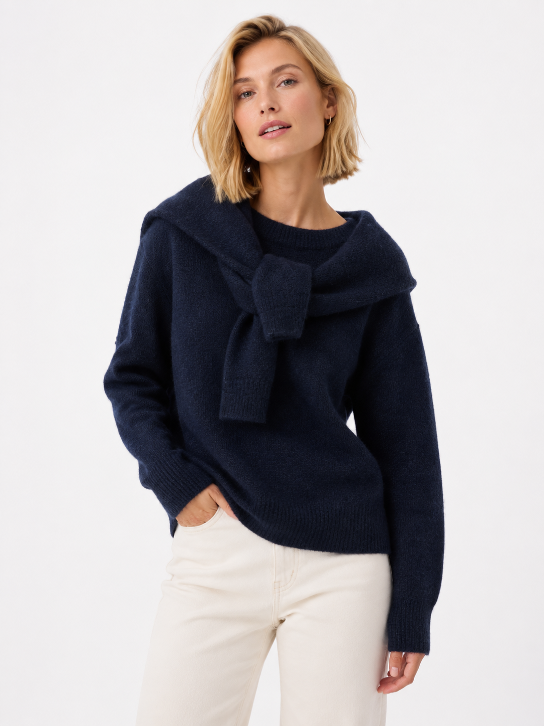 Sweater with Integrated Scarf