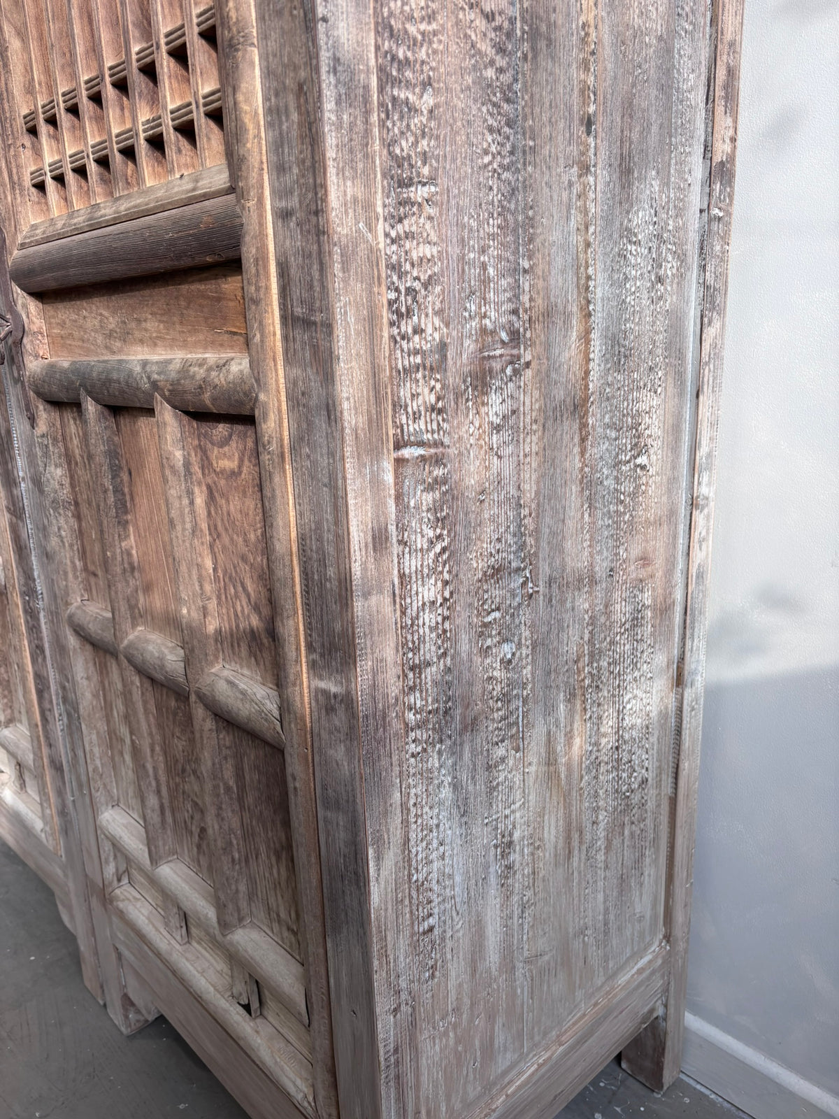 Distressed Cupboard with Original 19th Screen Door