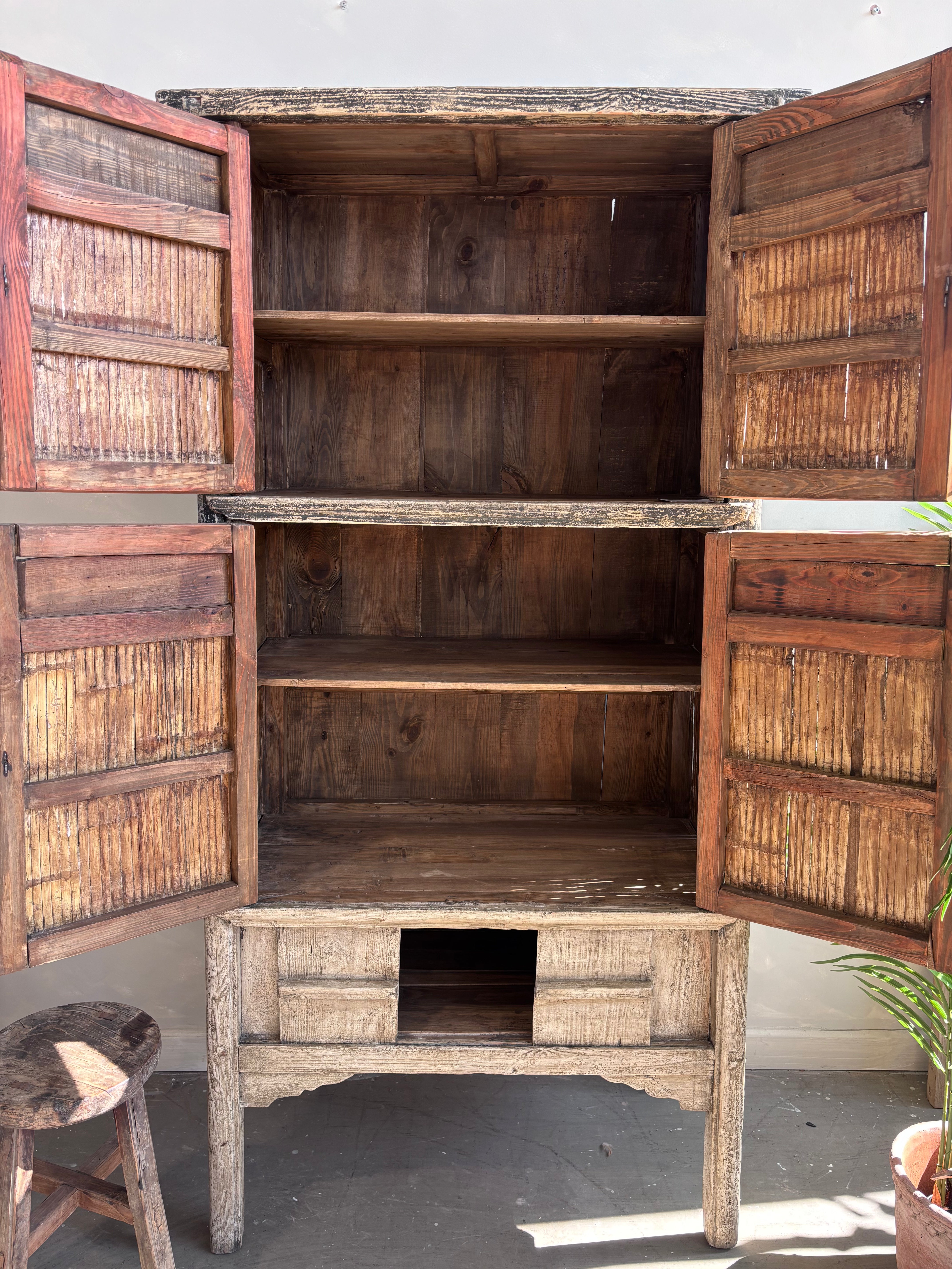 Vintage Cupboard with Original Bamboo Panels