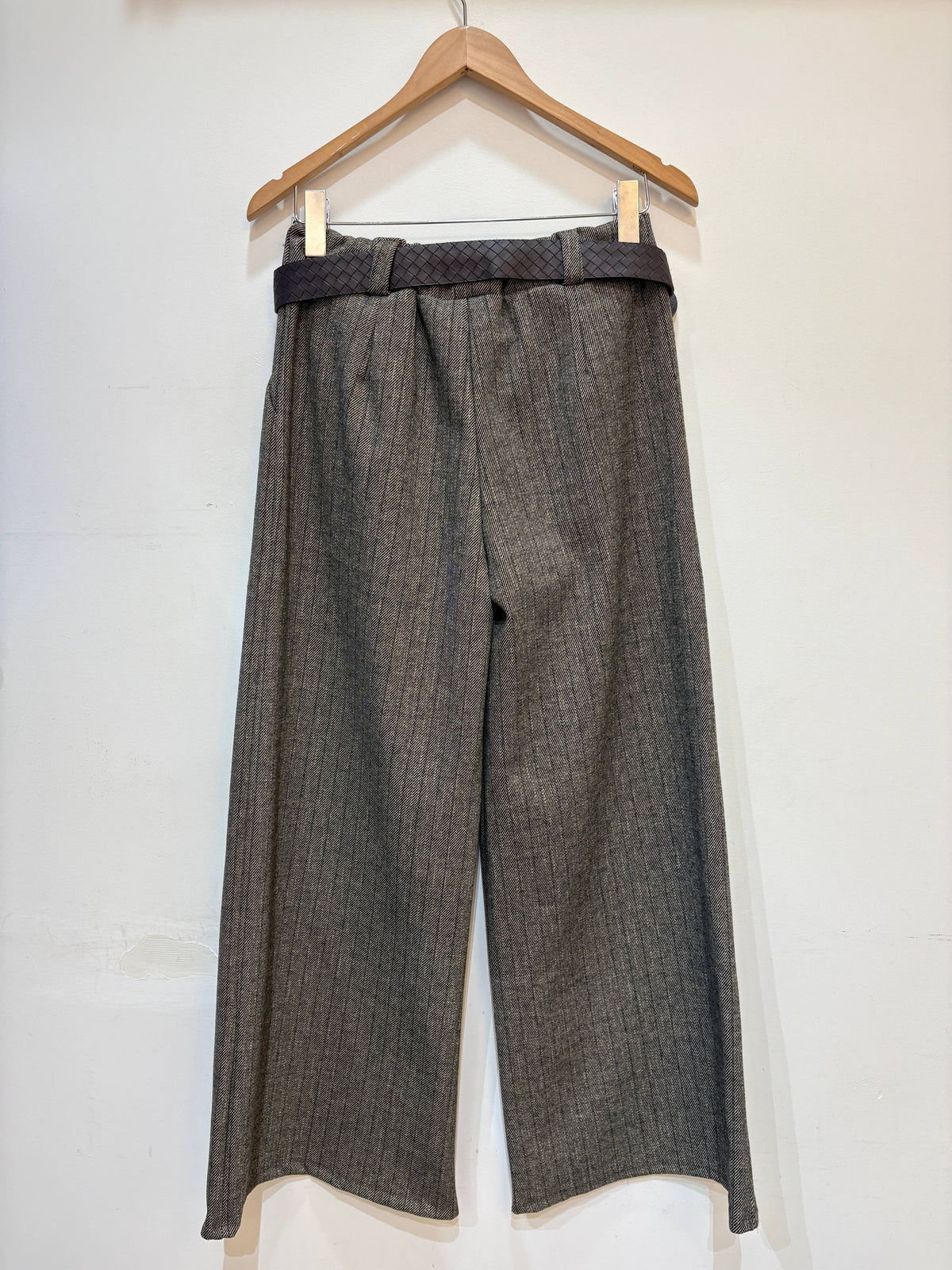 Wide Leg Herringbone Trousers