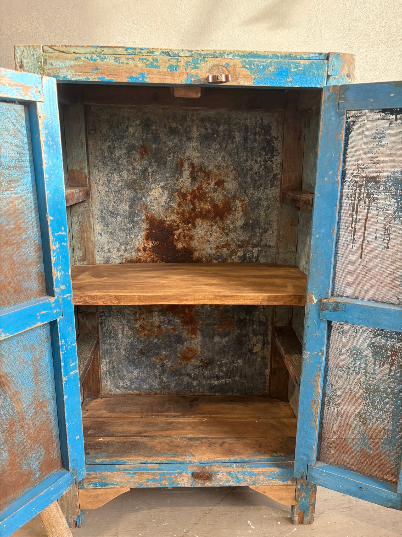 Vintage Indian Distressed Blue Cabinet