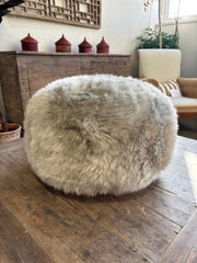 Taupe Sheepskin Pouffe