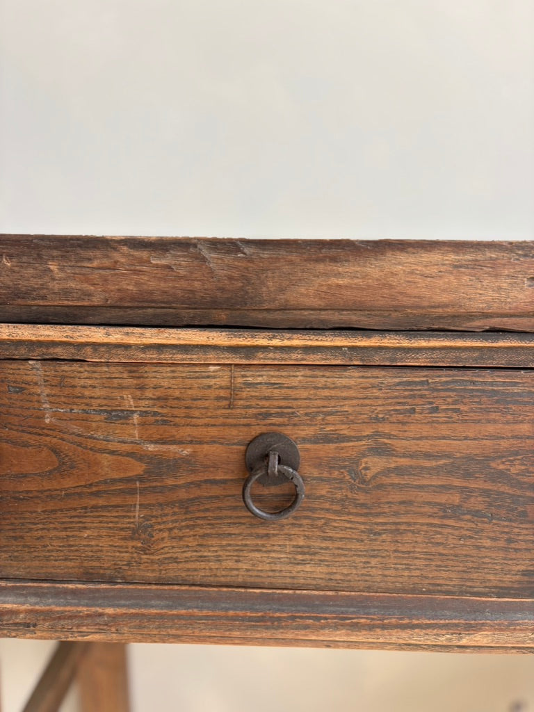 Antique Elm 4 Drawer Console
