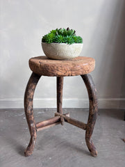 Antique Round Elm Side Table