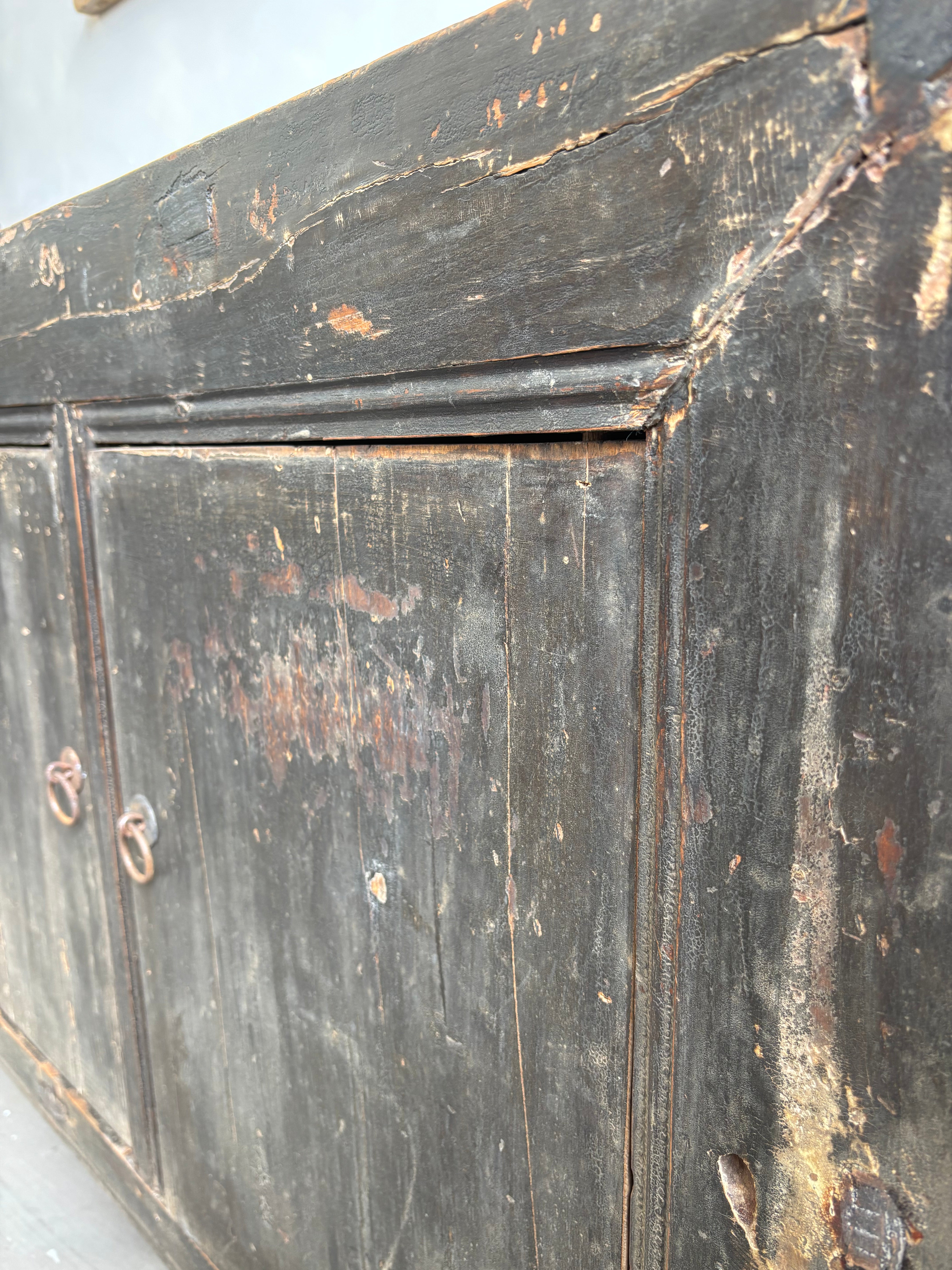 Antique Restored Black Cabinet 4 Door