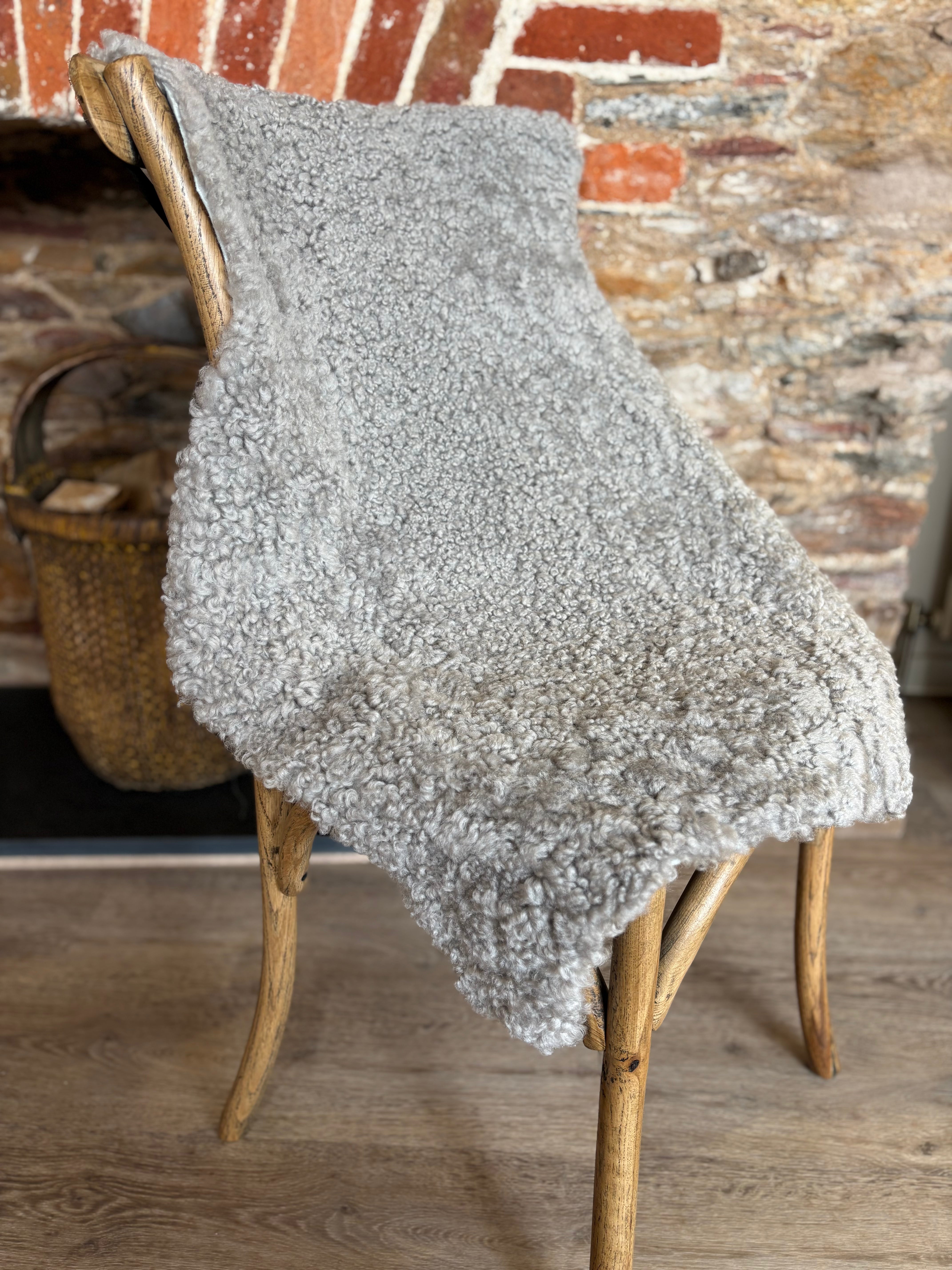 Light Grey Bouclé Sheepskin