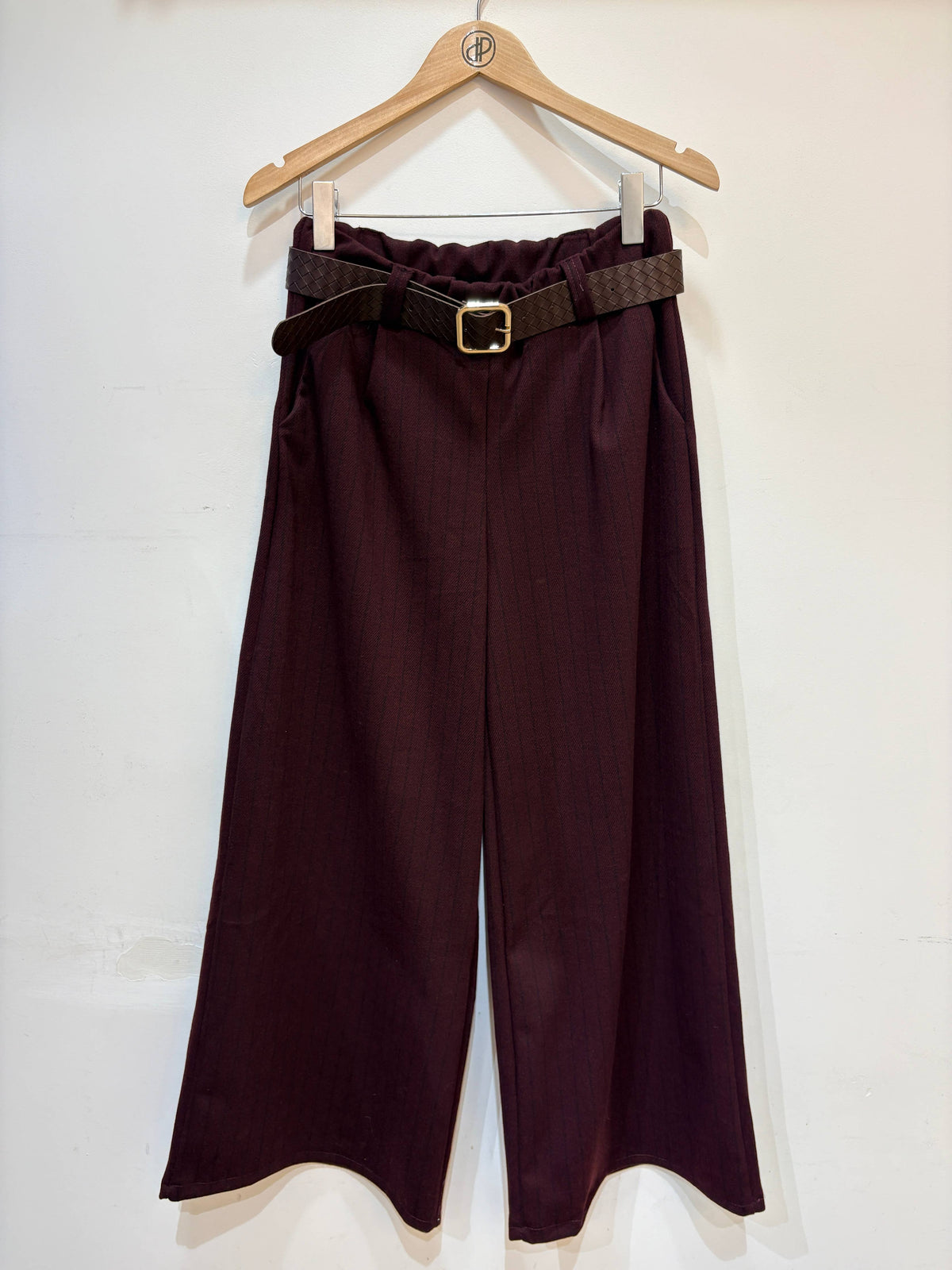 Wide Leg Herringbone Trousers