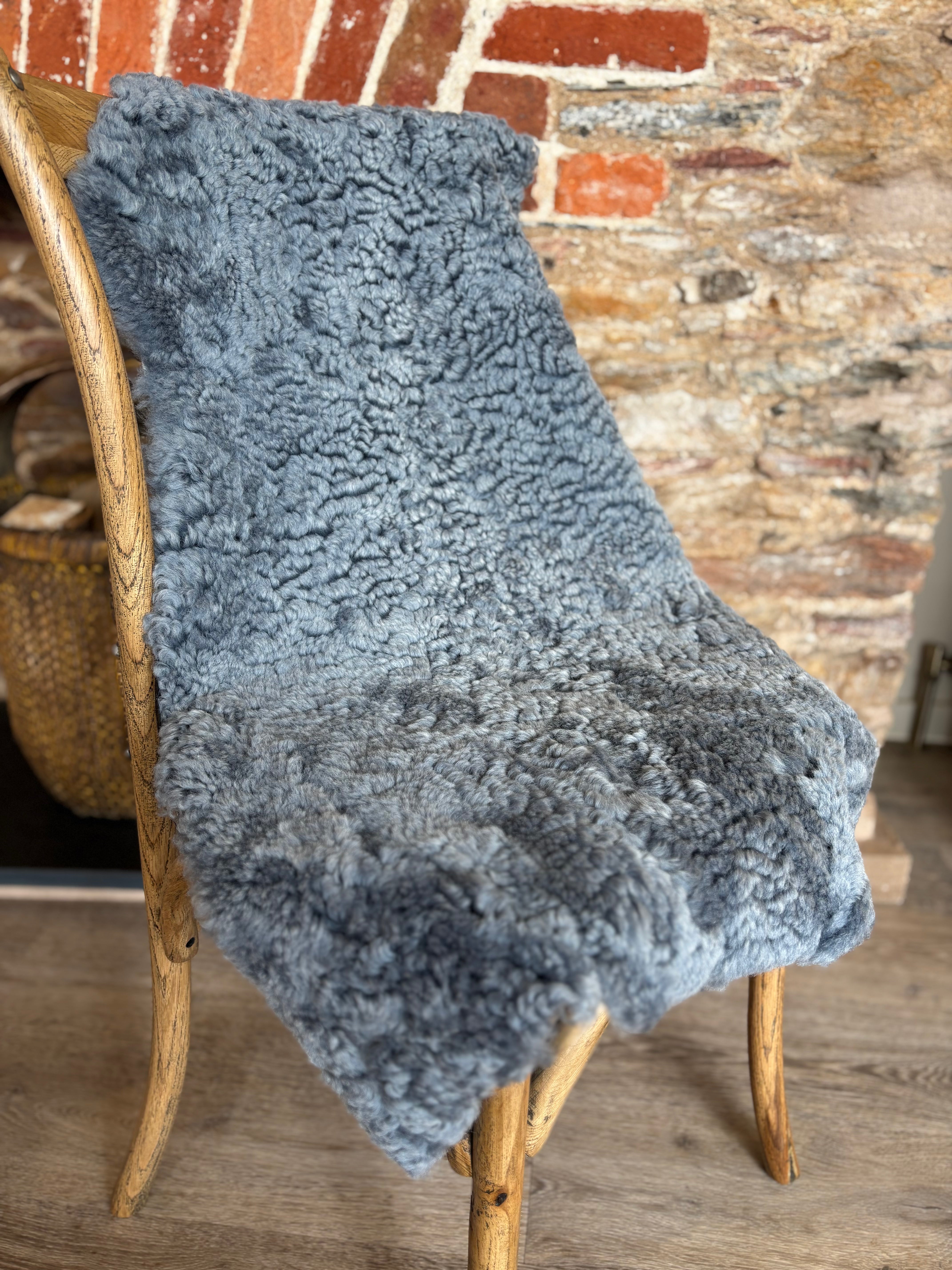 Ice Blue Bouclé Sheepskin