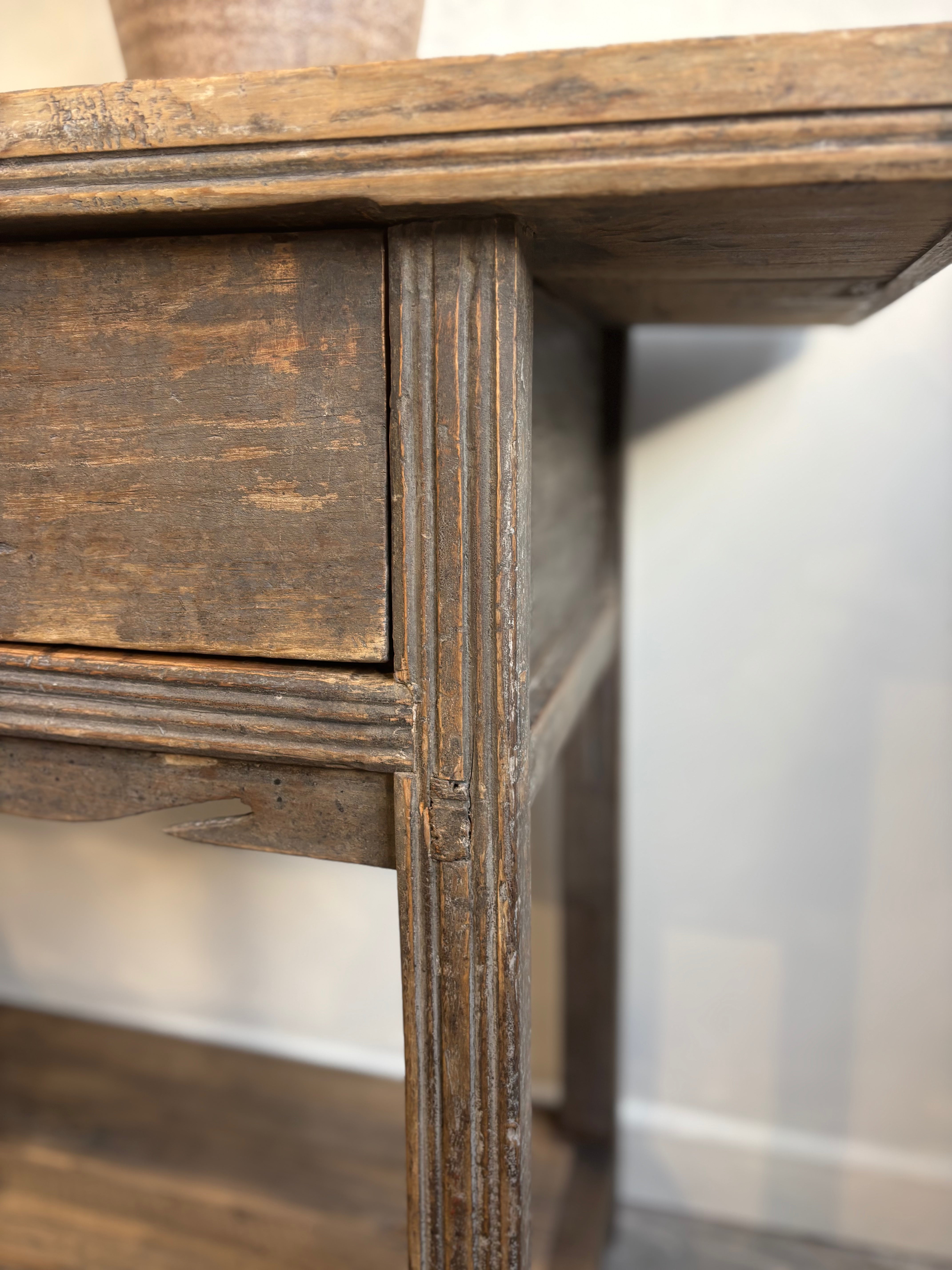 Antique Elm 2 Drawer Console