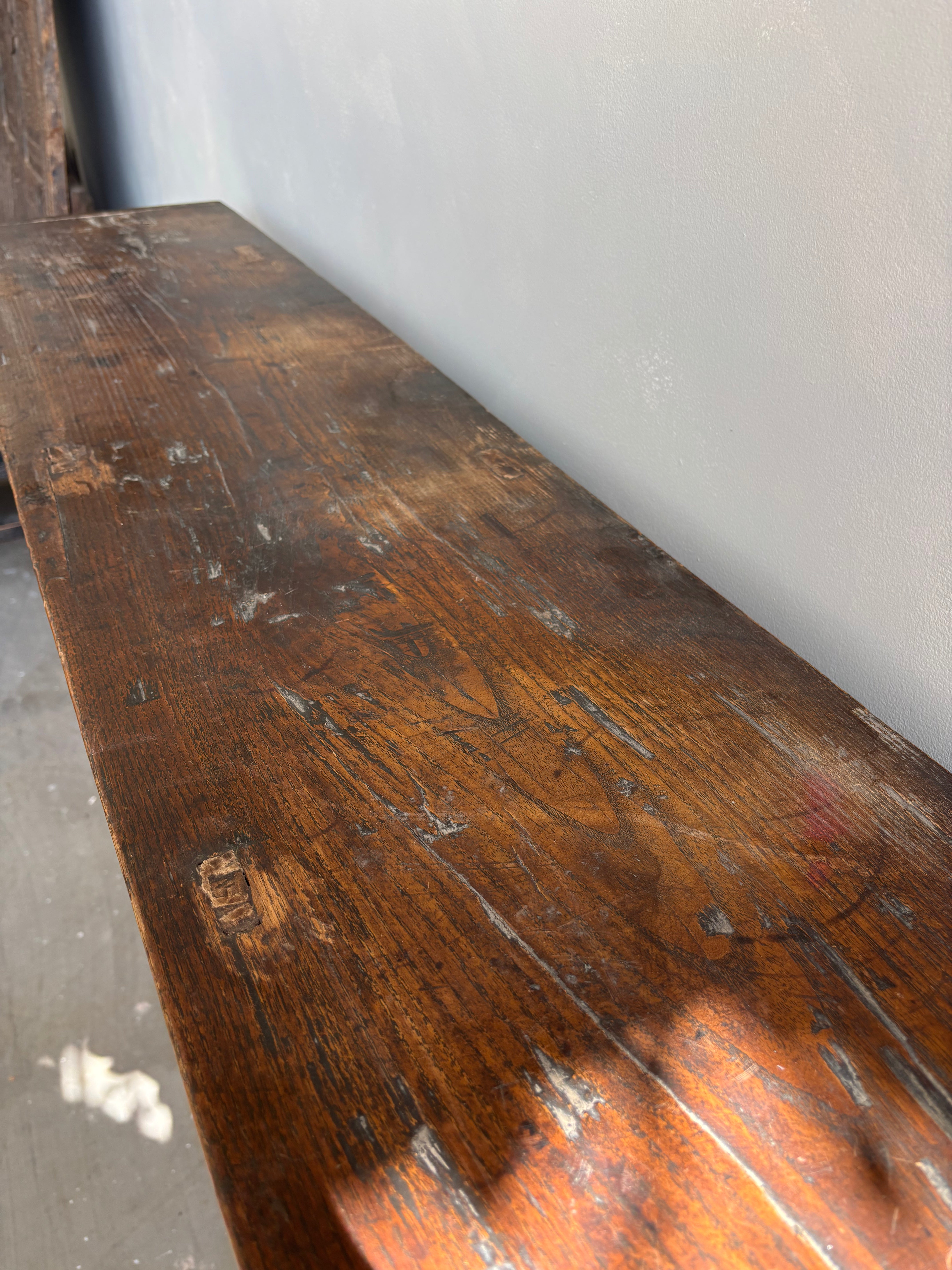 Antique Elm 4 Drawer Console