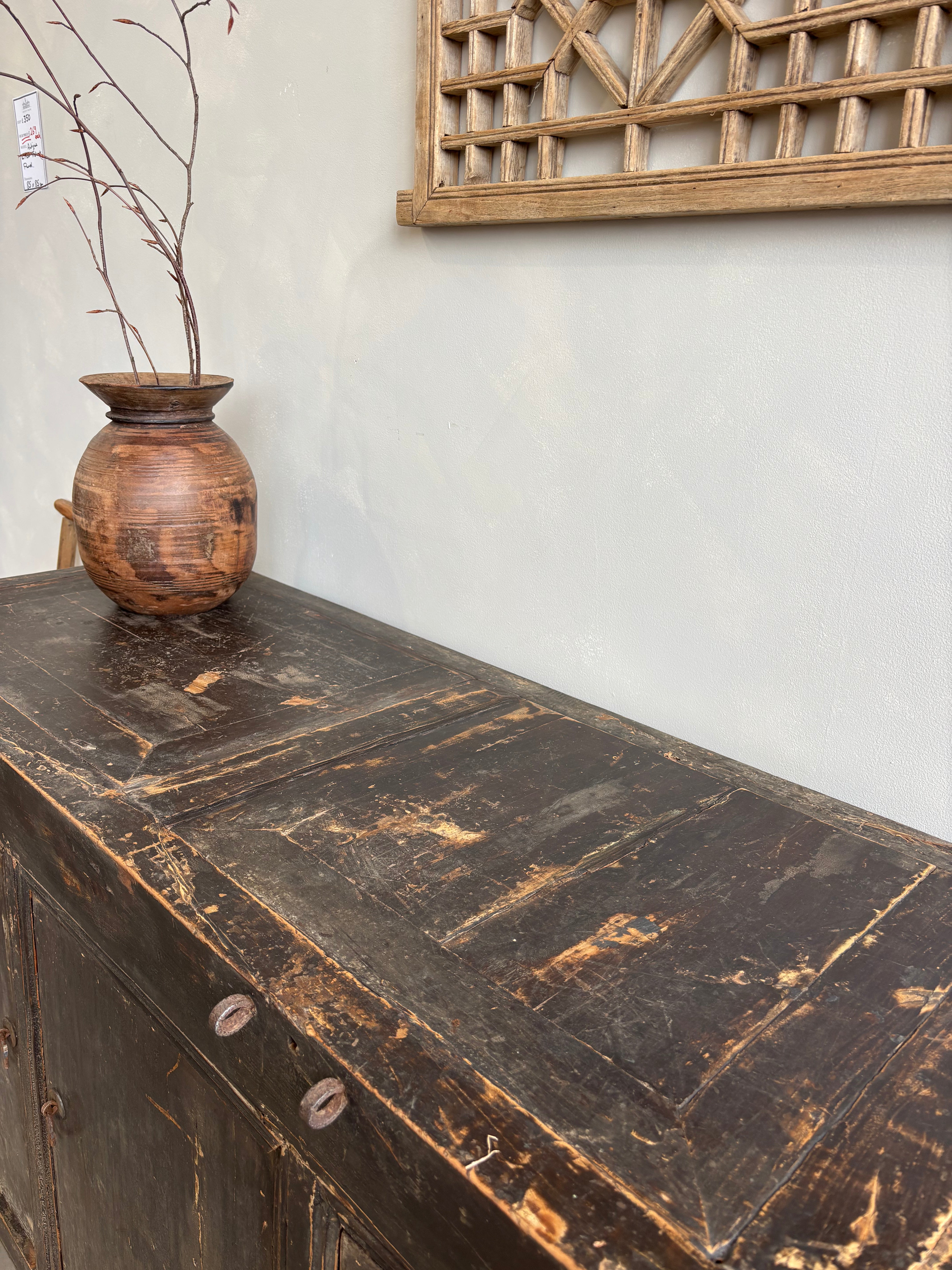 Antique Restored Black Cabinet 4 Door