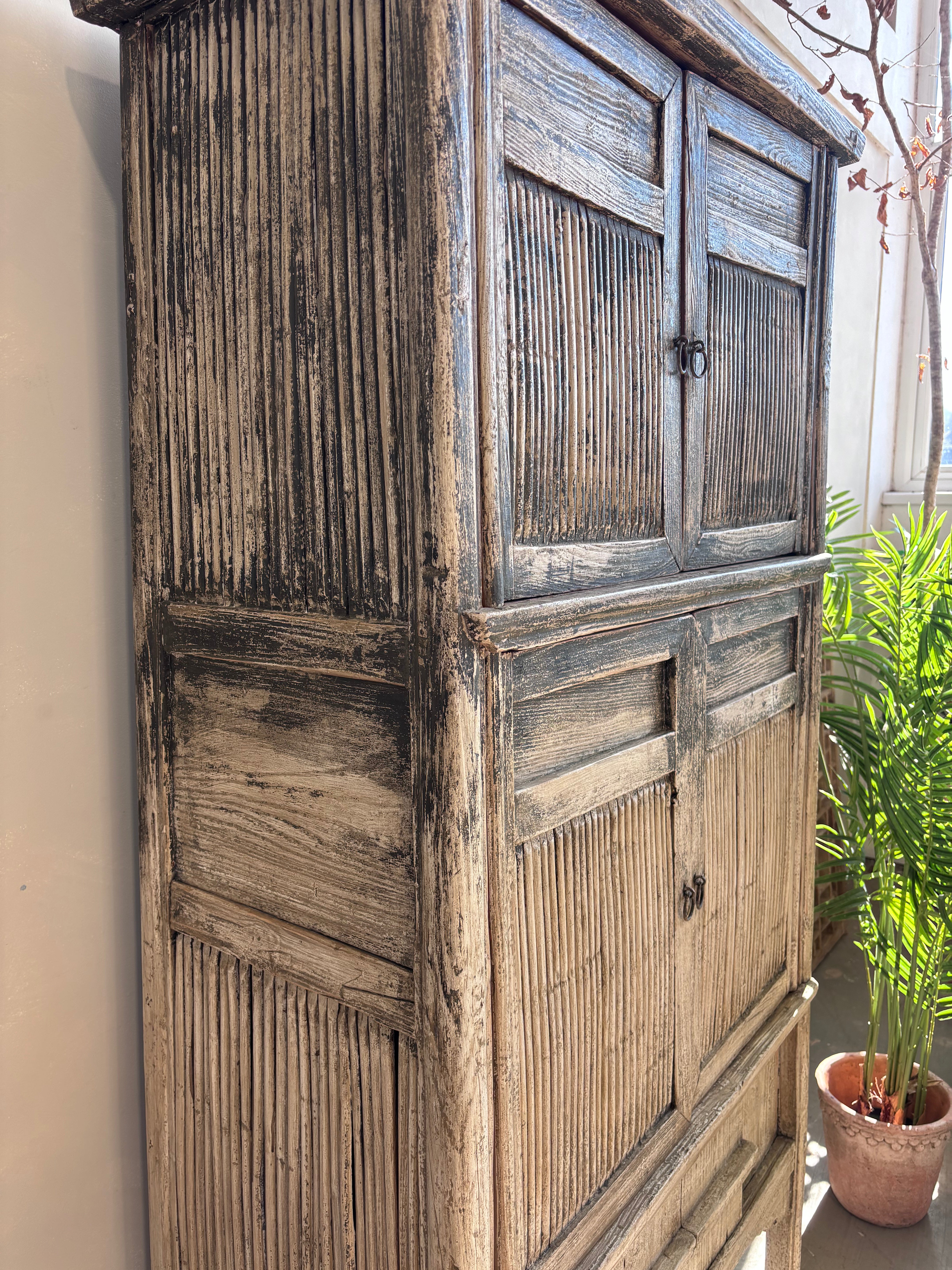 Vintage Cupboard with Original Bamboo Panels