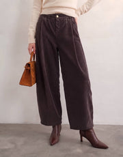 Pleated Velvet Cord Trousers