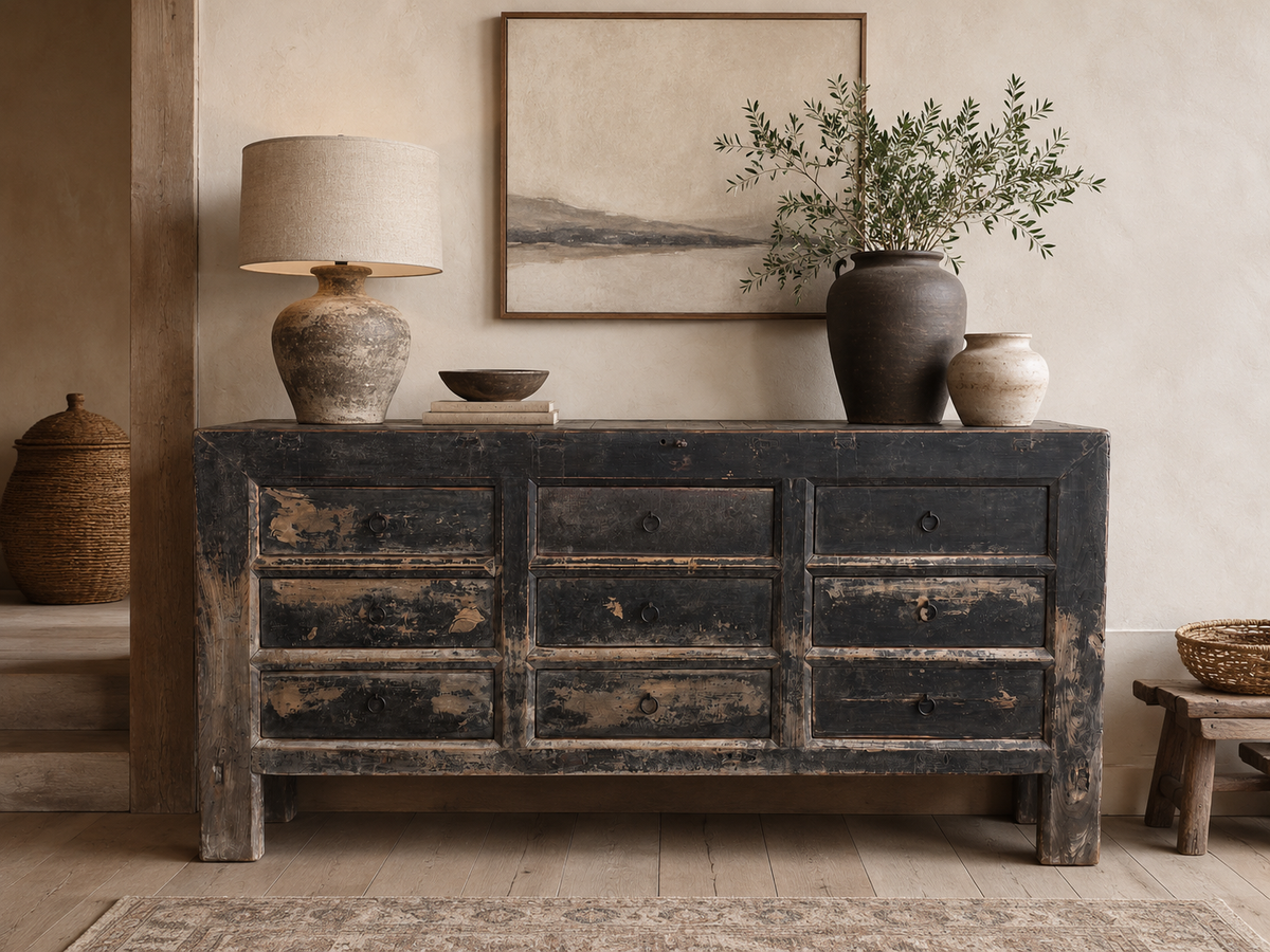Restored Vintage Nine Drawer Sideboard