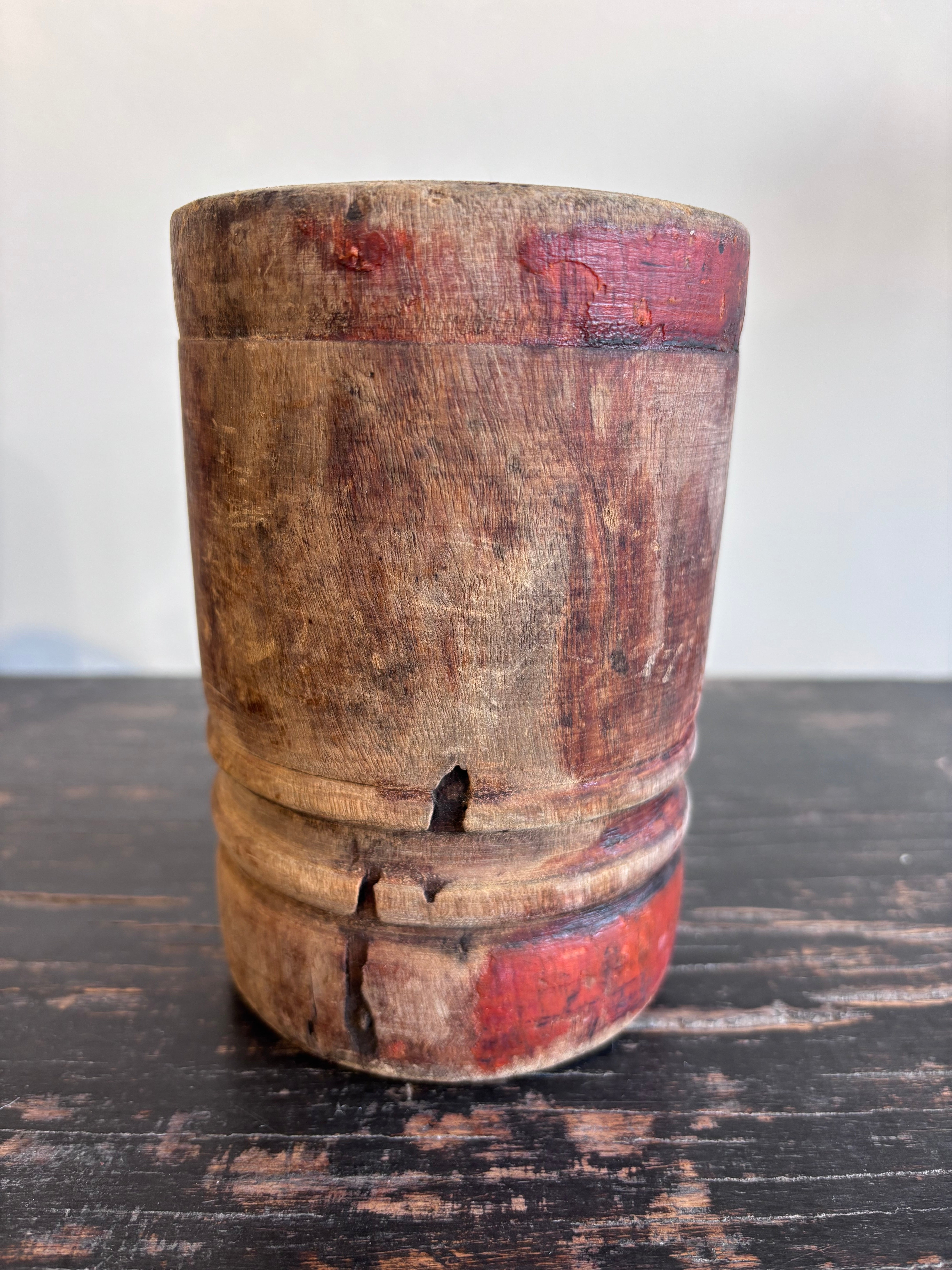 Vintage Indian Wood Mortar