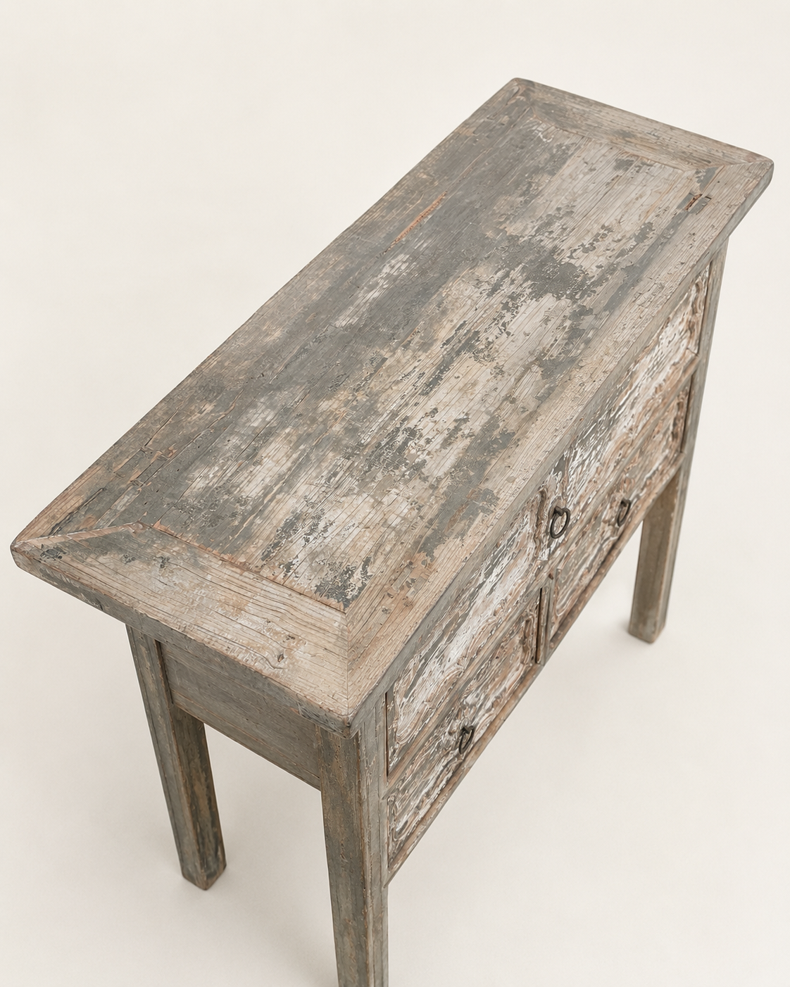 Vintage Elm 3 Drawer Console