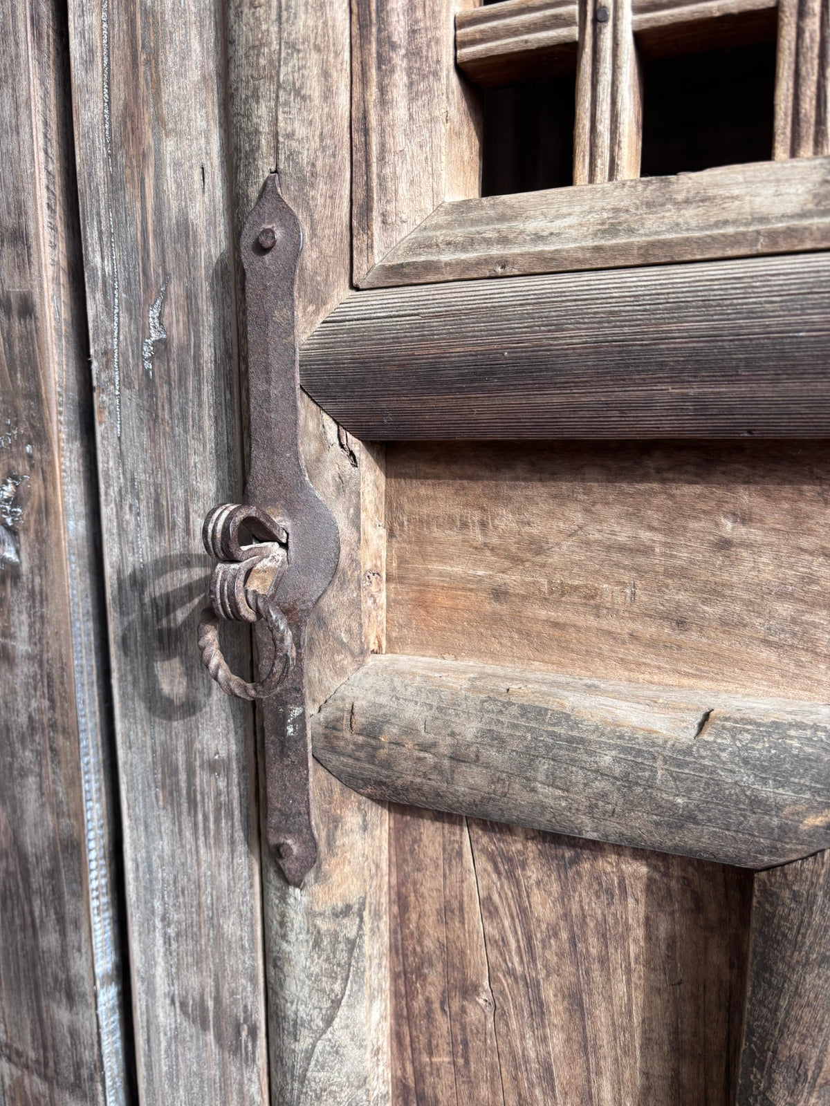 Distressed Cupboard with Original 19th Screen Door