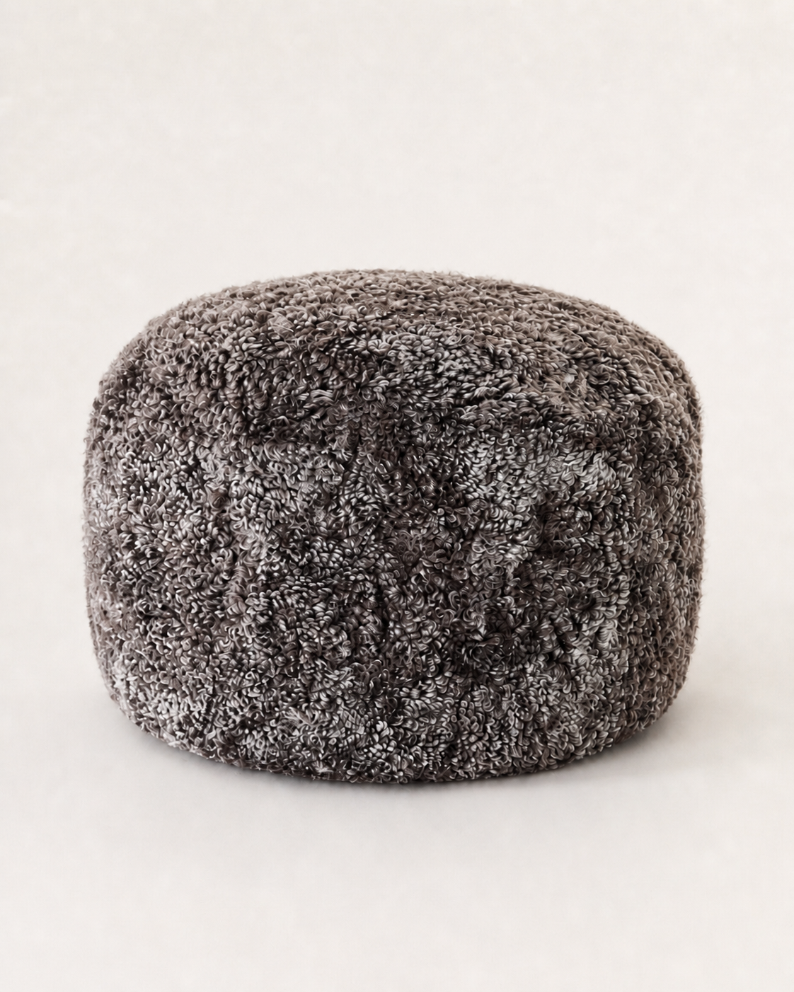 Chocolate Boucle Sheepskin Pouffe (M)