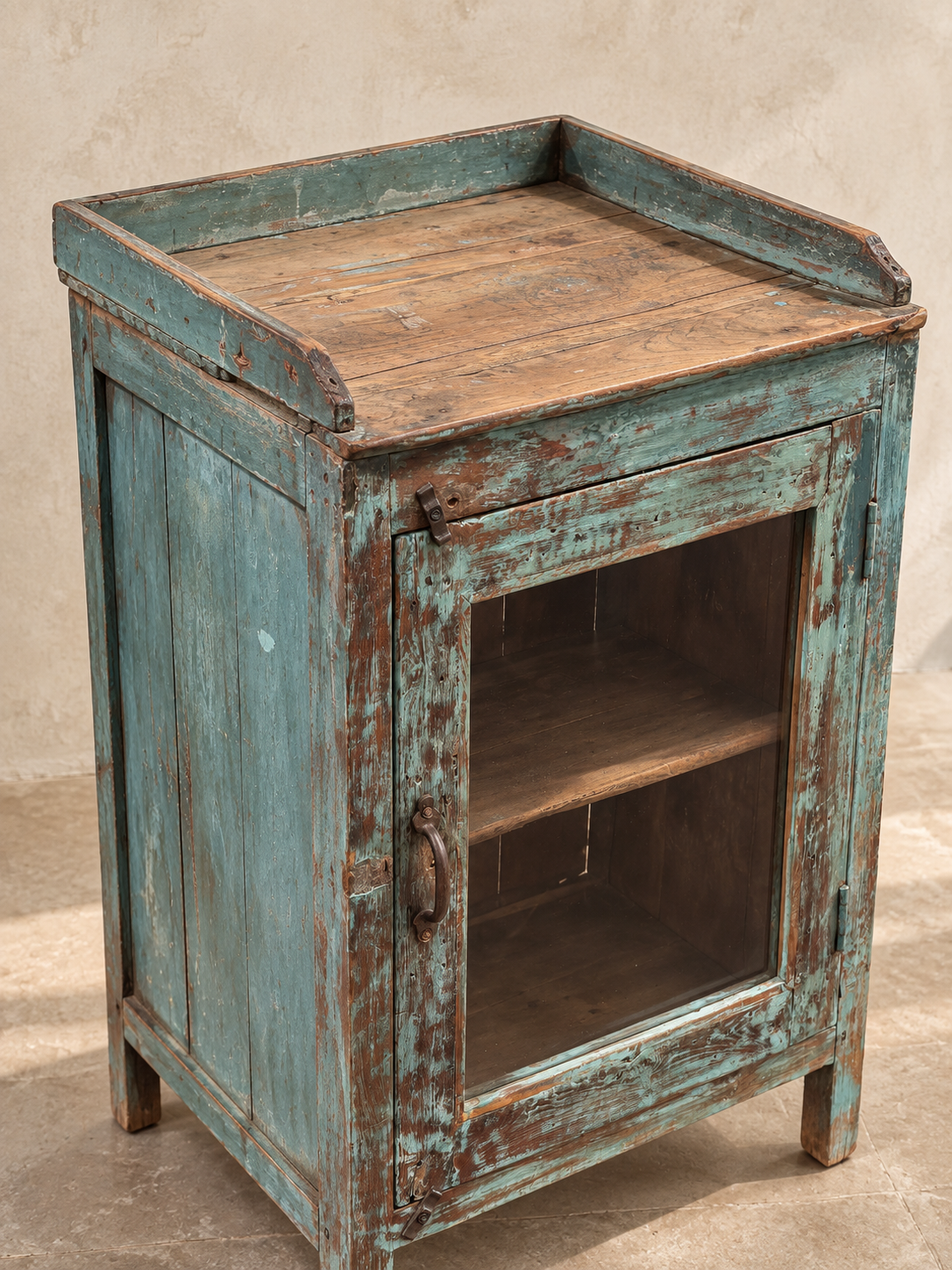Vintage Indian Small Blue Cabinet