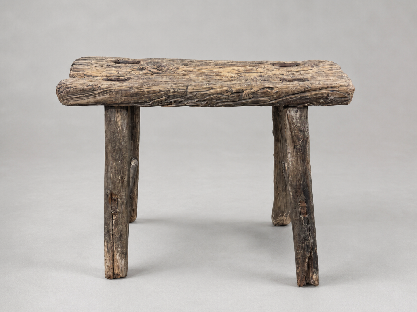 Vintage Rustic Large Elm Stool