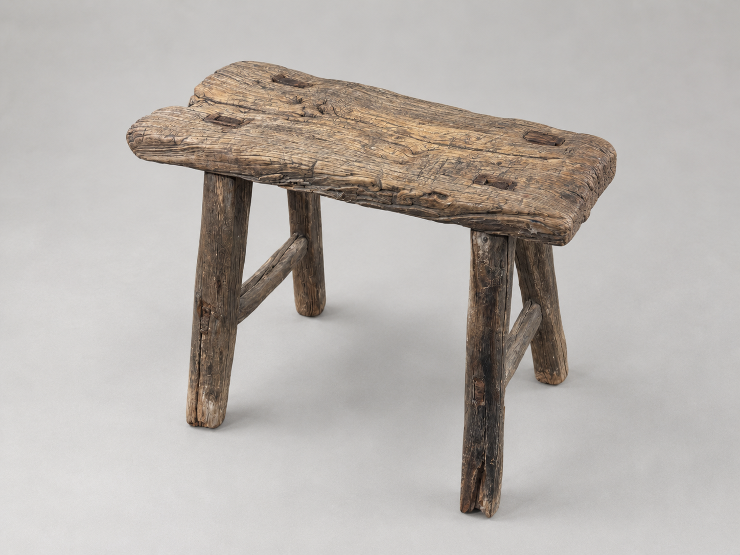 Vintage Rustic Large Elm Stool