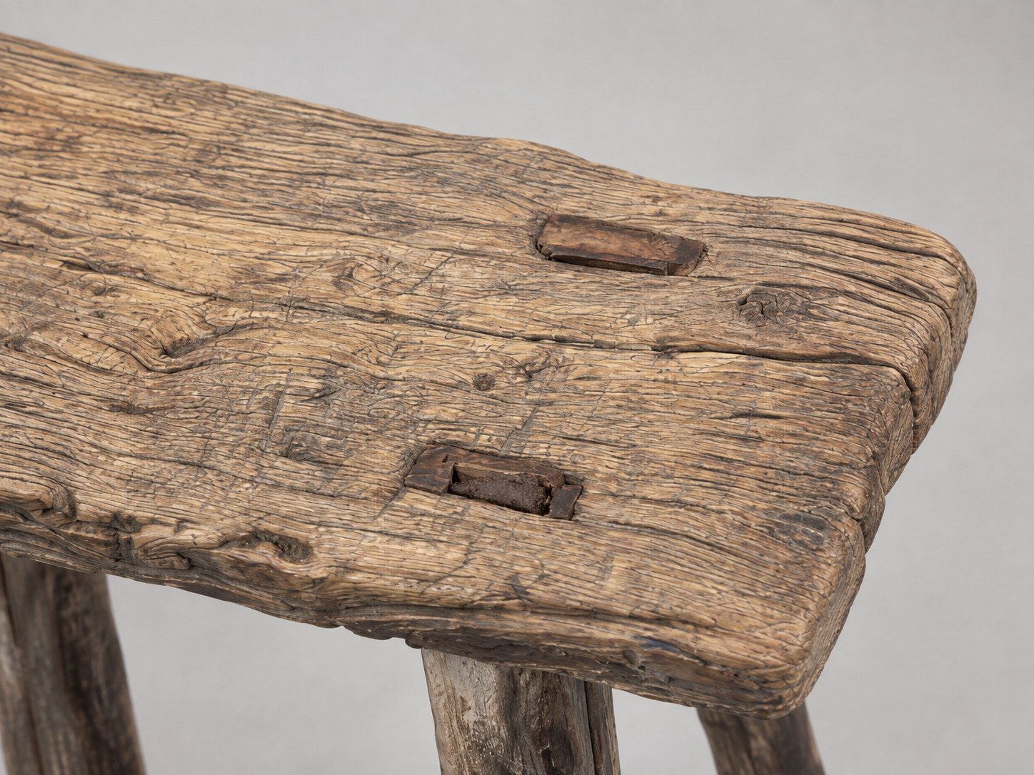 Vintage Rustic Large Elm Stool