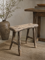 Vintage Rustic Large Elm Stool