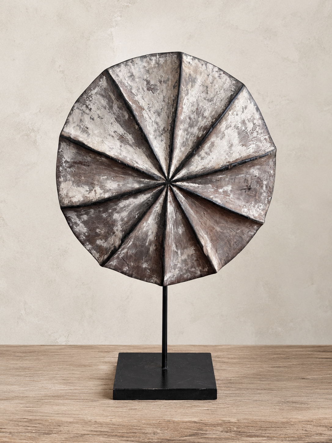 Carved Round Shield on Stand