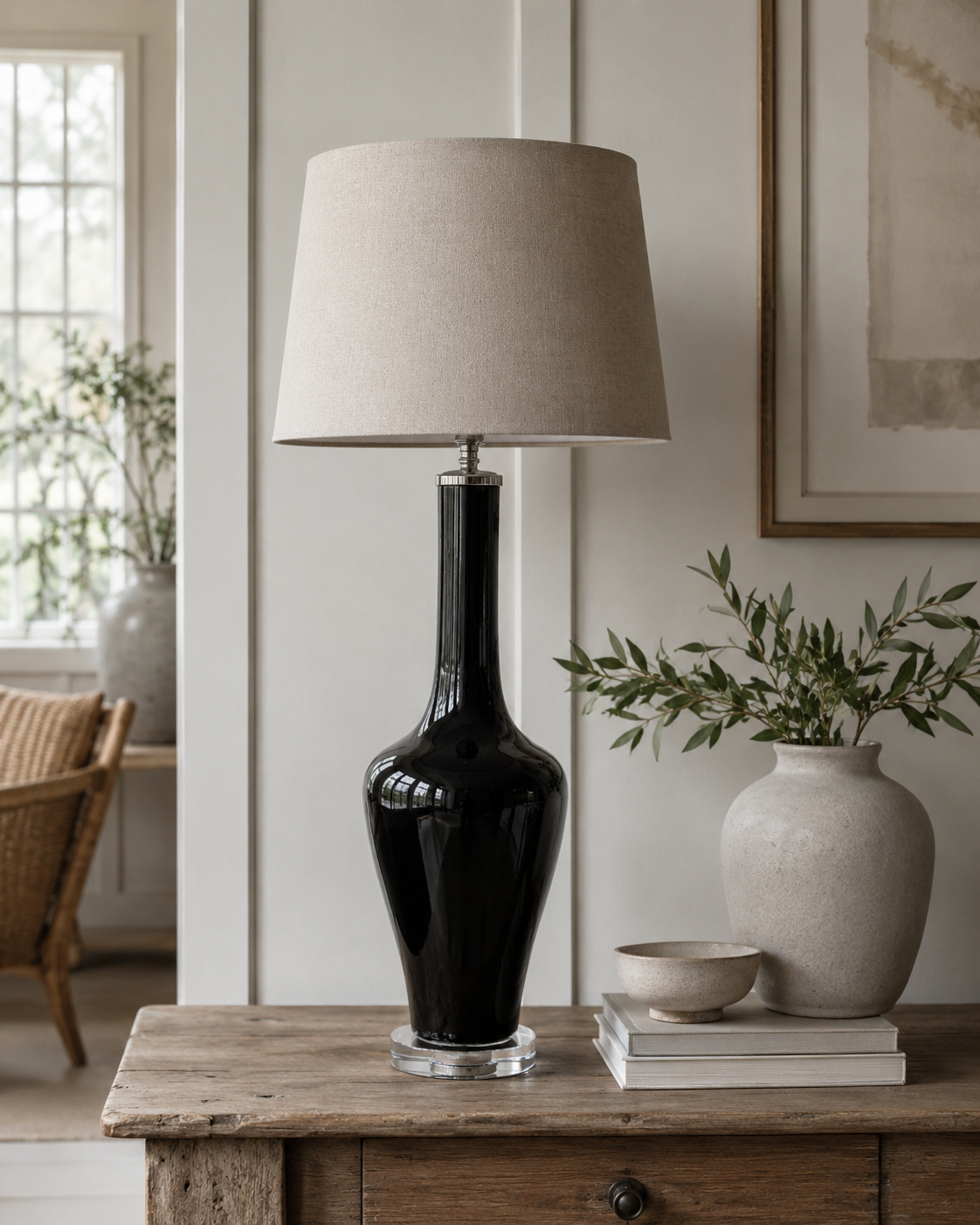 Black Glass Lamp Base