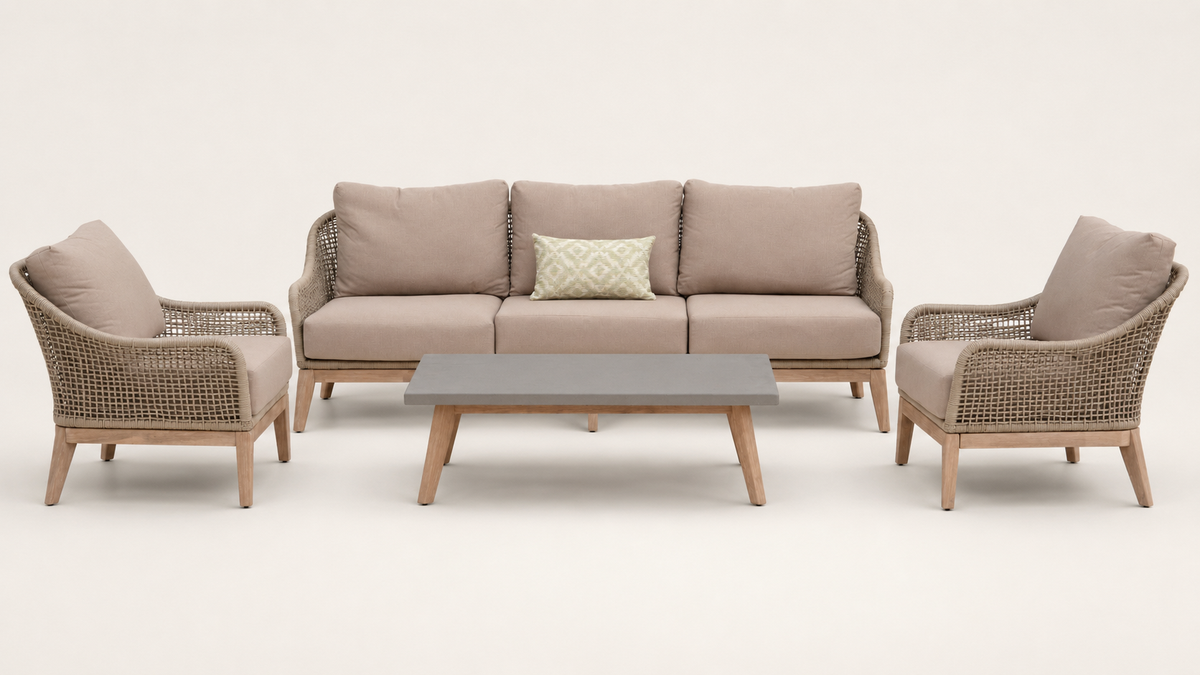 Summer 3 Seater Sofa Lounging Set with Rectangular Coffee Table