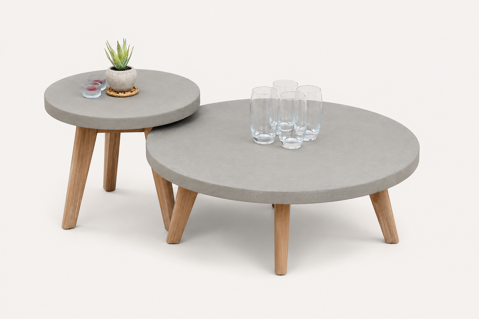 Summer Corner Sofa Lounging Set with Round Coffee Table & Side Table