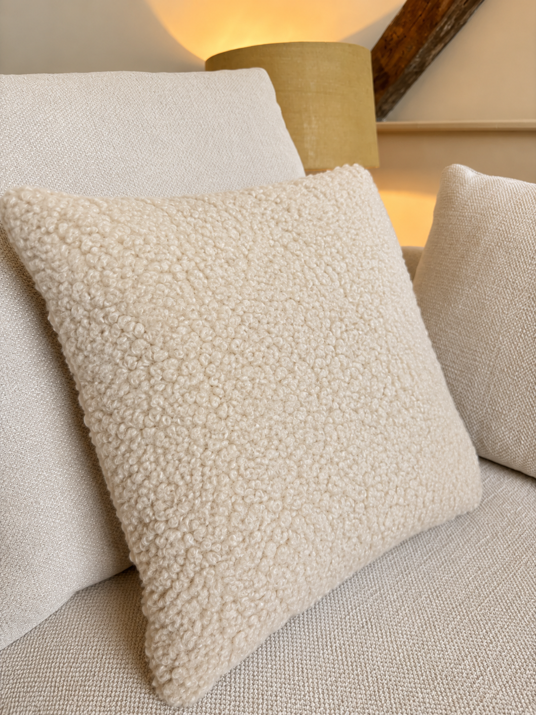Oatmeal Bouclé Sheepskin Cushions