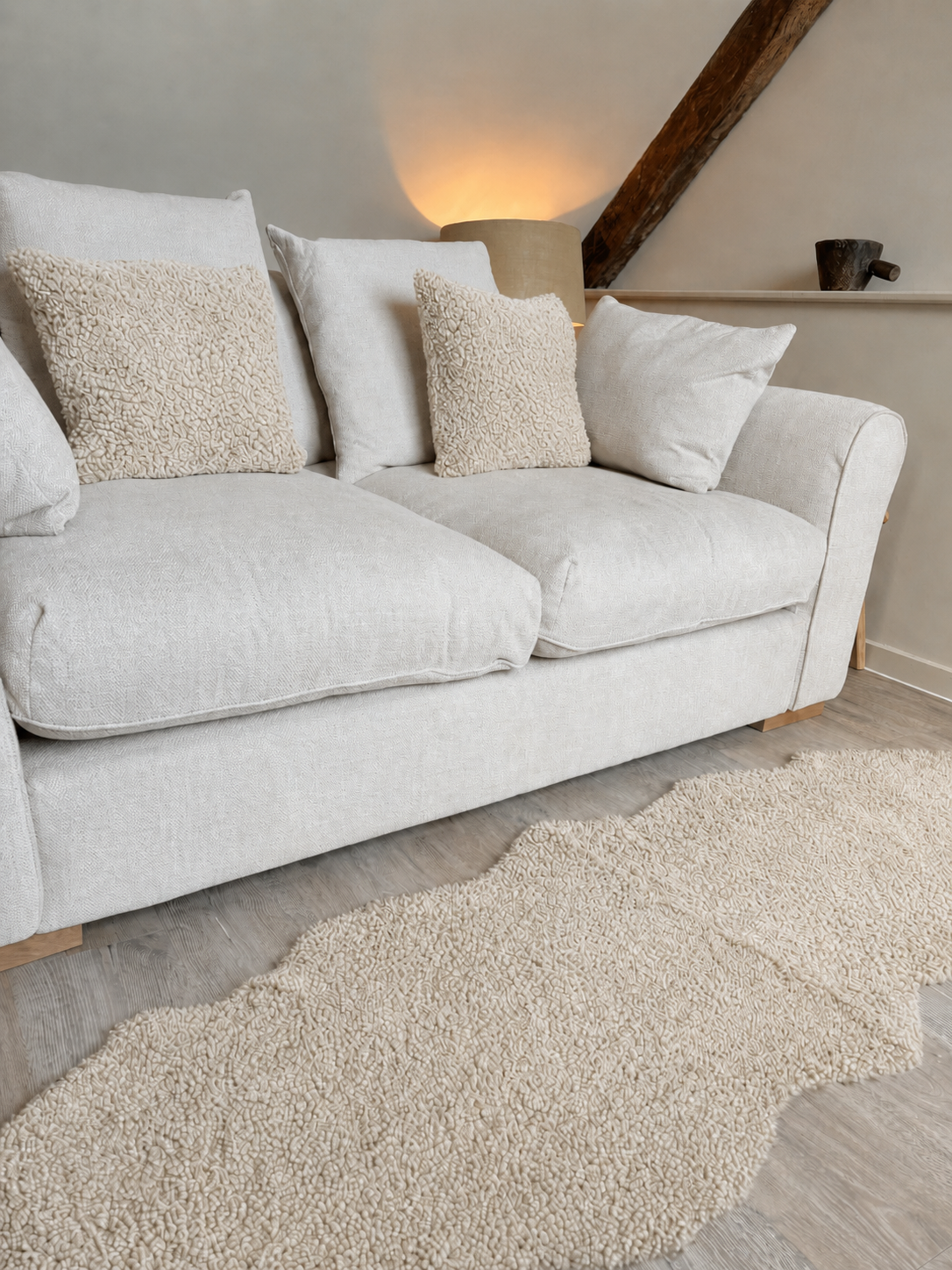 Oatmeal Bouclé Sheepskin Cushions