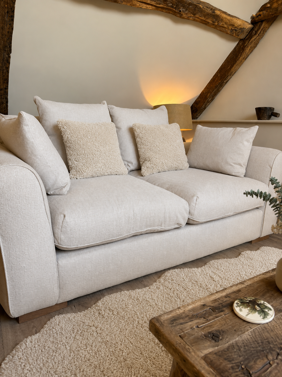 Oatmeal Bouclé Sheepskin Cushions