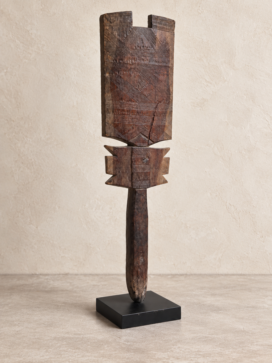 Vintage Tuareg Carved Wooden Tent Post