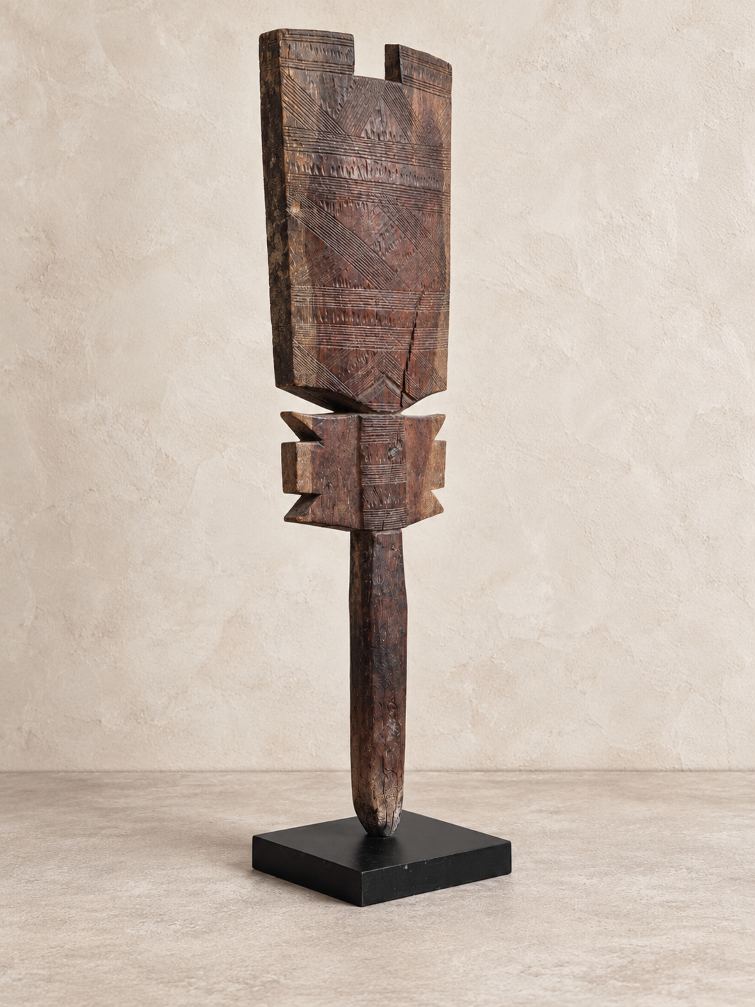 Vintage Tuareg Carved Wooden Tent Post