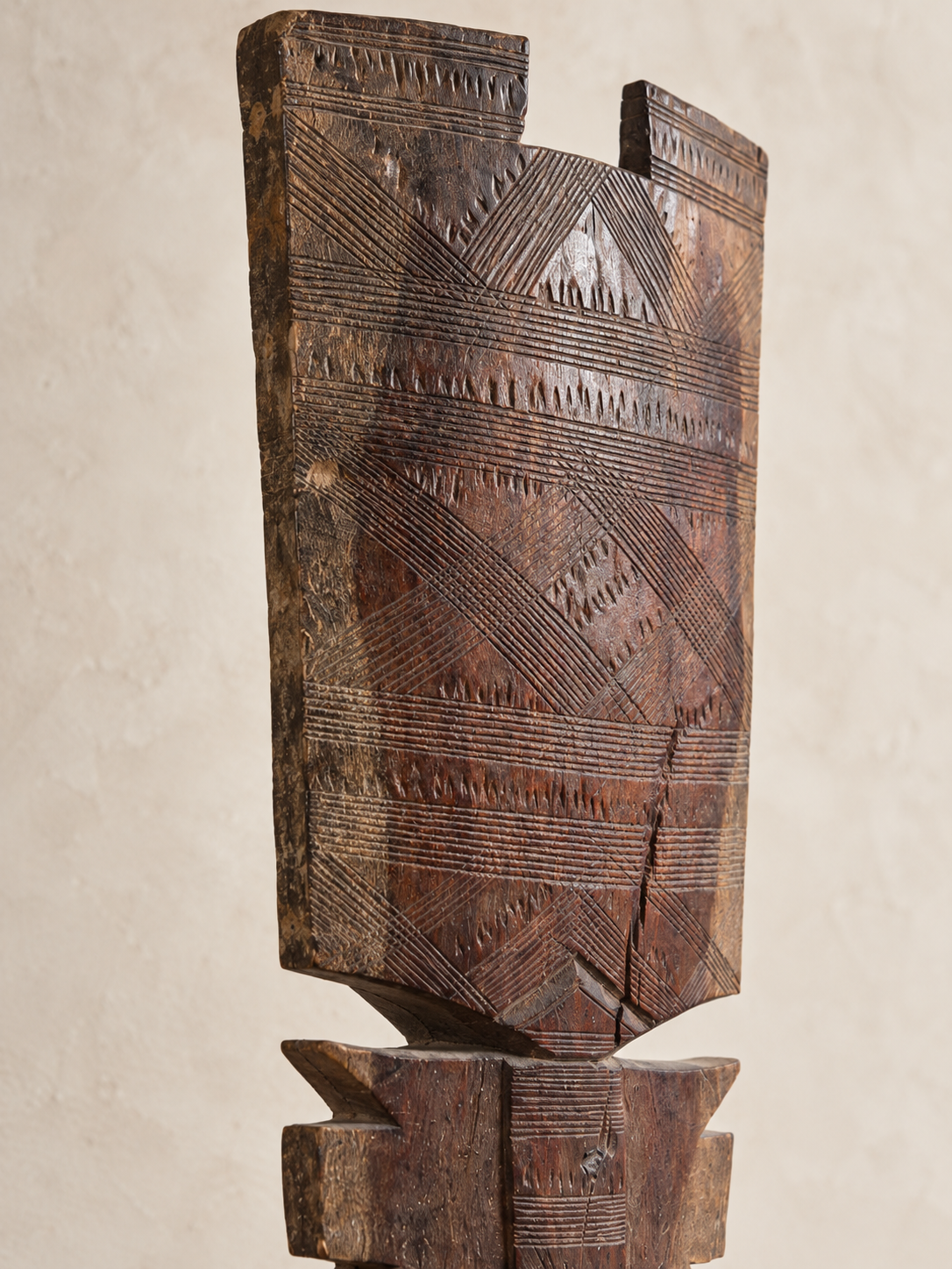 Vintage Tuareg Carved Wooden Tent Post