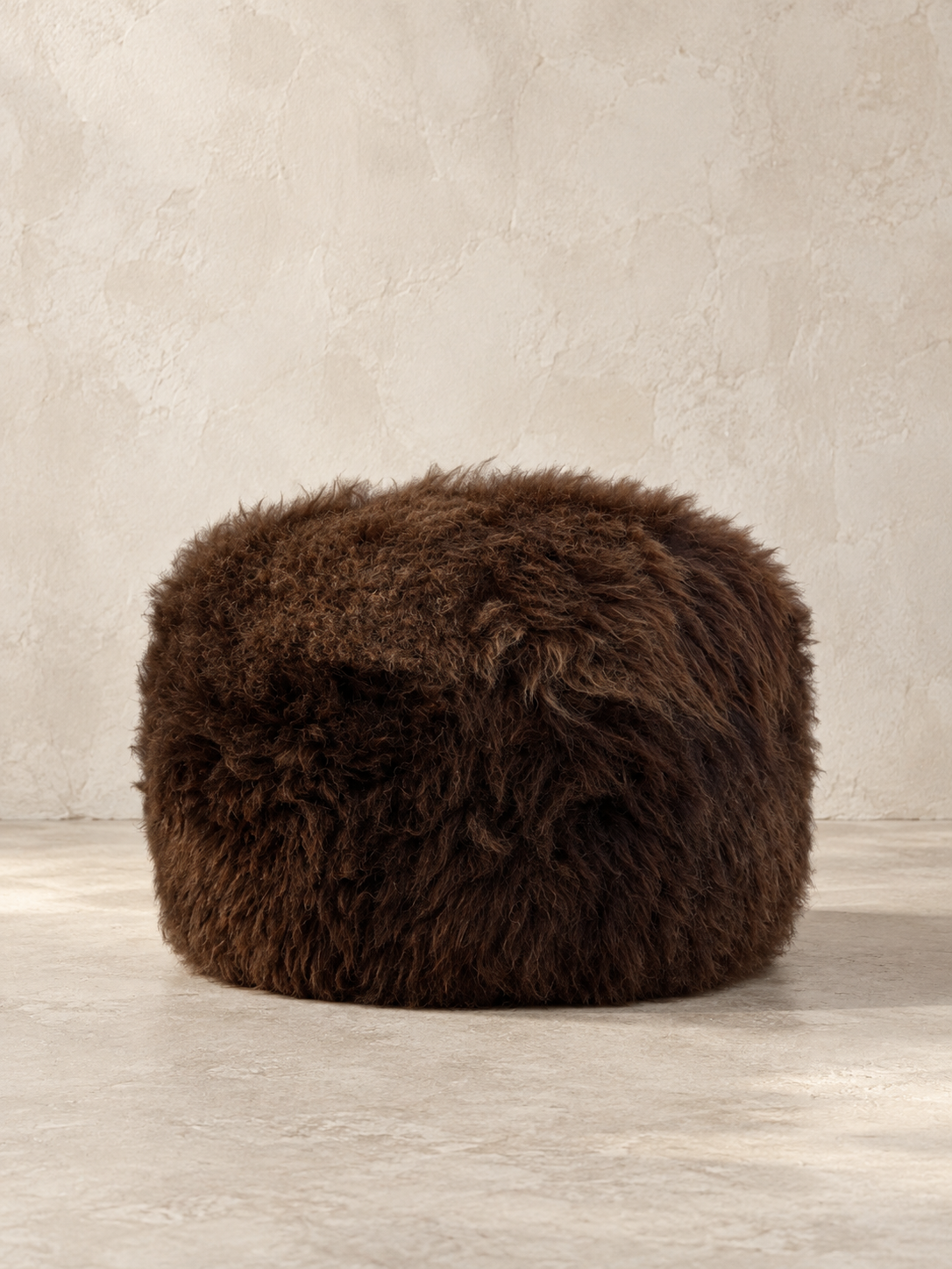 British Rare Breed Sheepskin Pouffe - Natural Brown