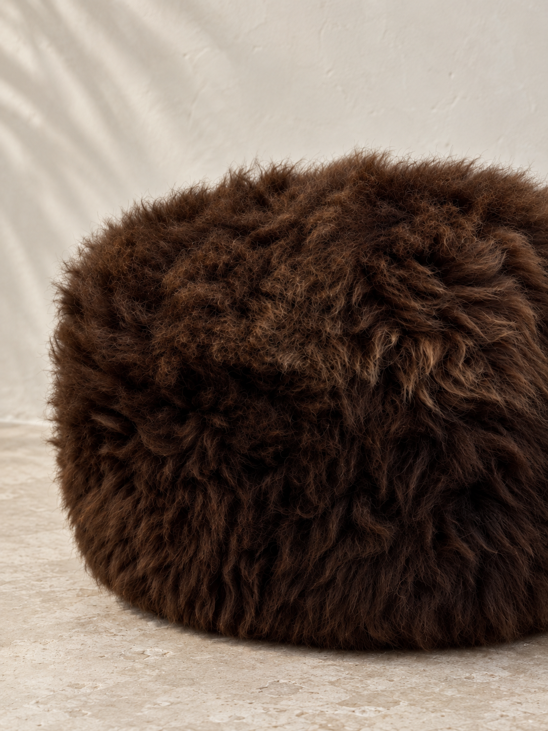 British Rare Breed Sheepskin Pouffe - Natural Brown